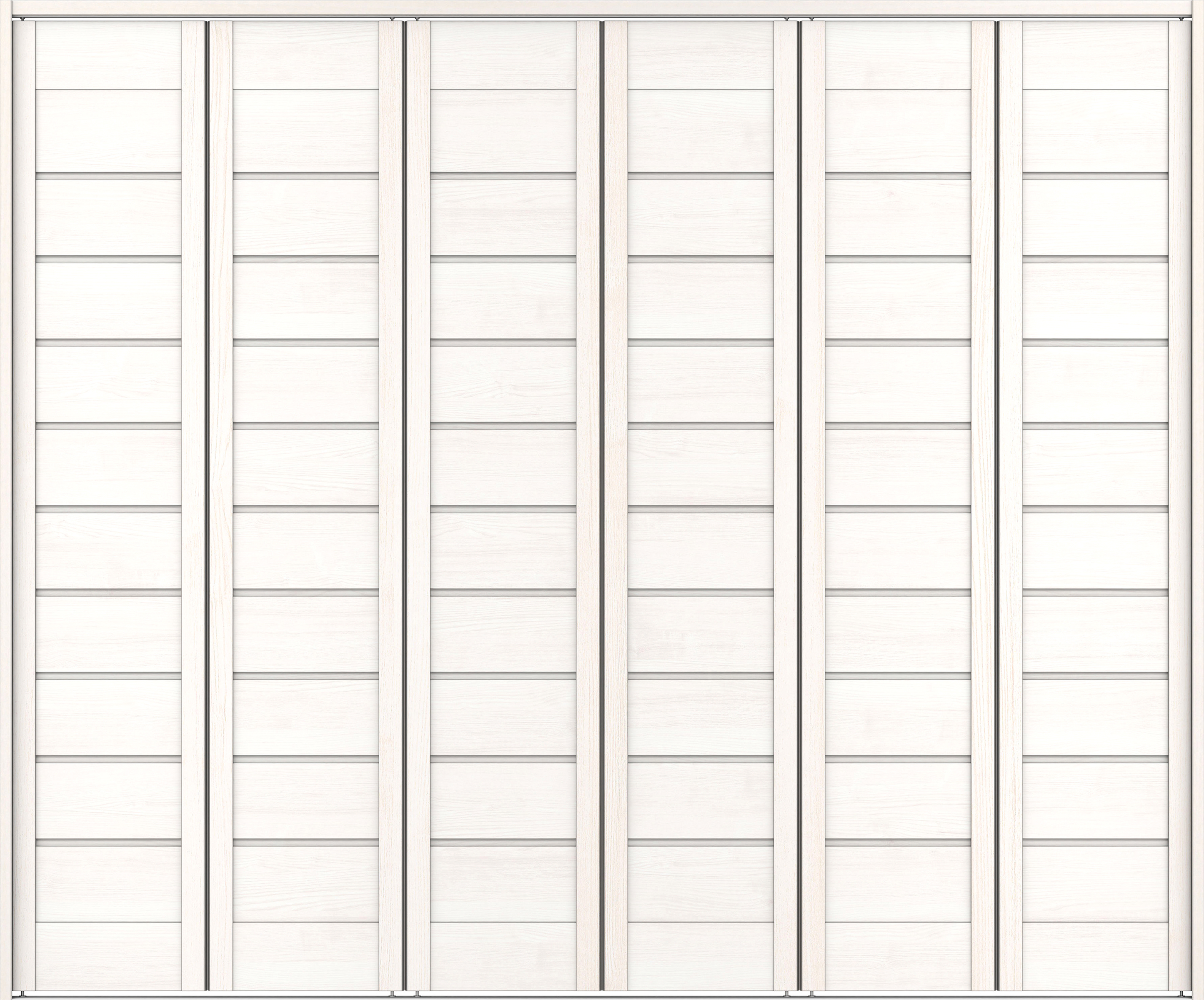クローク収納　イエリア　折戸ユニット　通気タイプ　ウッド扉　下レール付三方枠（固定枠）　セット　２４５０幅（９尺間口）　２０３５高　〈ネオホワイト柄〉　ハンドルレス