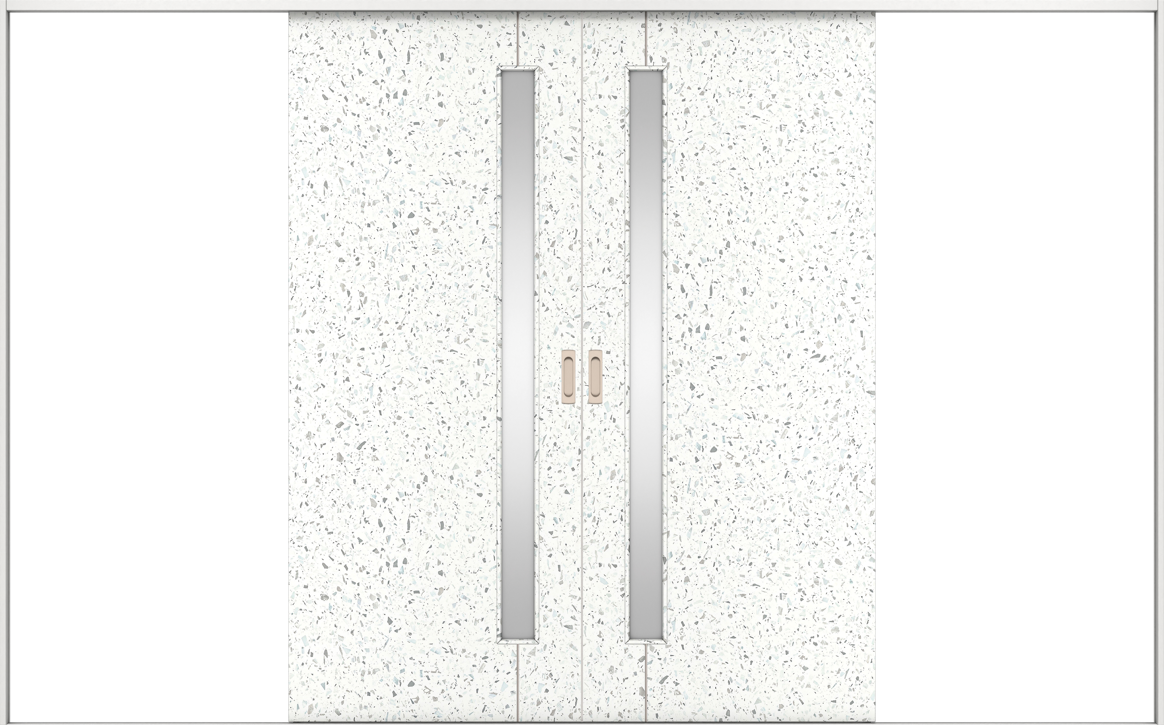 リビングドア　イエリア　引戸・引分　扉セット　Ｄ４デザイン　３２６６幅用　２０００高　〈テラゾホワイト柄〉　左右兼用　錠なし　ラクラクローズ付