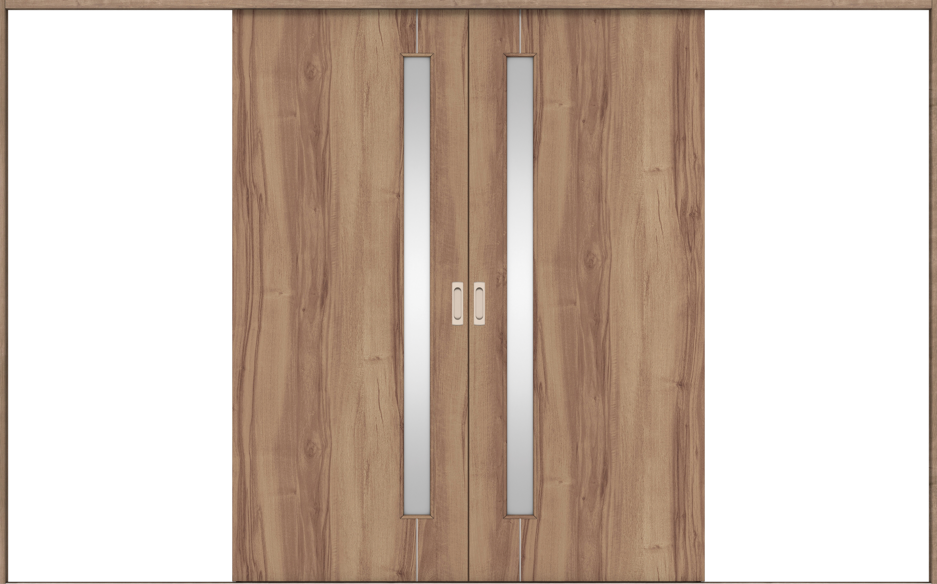 リビングドア　イエリア　引戸・引分　扉セット　Ｄ４デザイン　３２６６幅用　２０００高　〈バームブラウン柄〉　左右兼用　錠なし　ラクラクローズ付