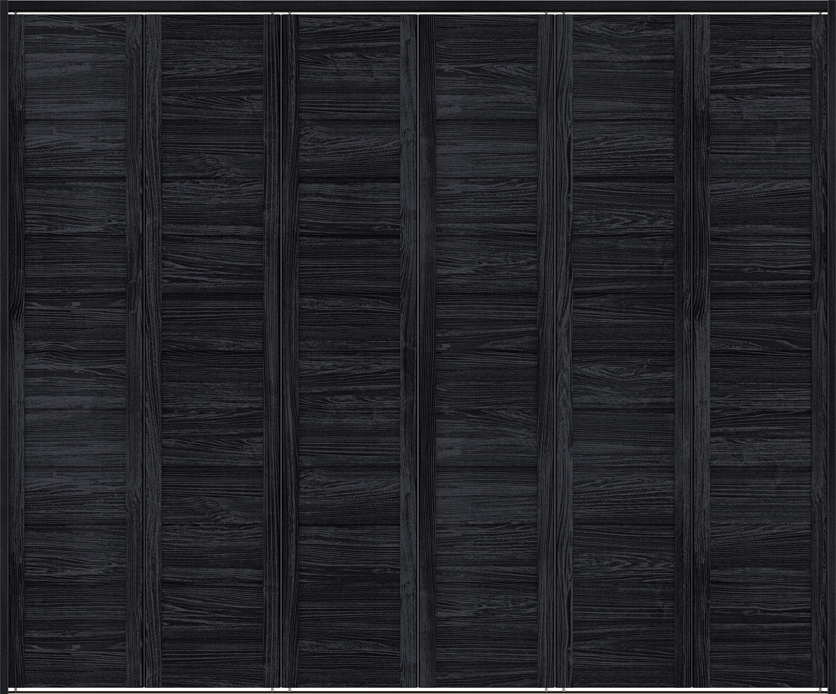 クローク収納　イエリア　折戸ユニット　通気タイプ　ウッド扉　下レール付三方枠（固定枠）　セット　２４５０幅（９尺間口）　２０３５高　〈モスブラック柄〉　ハンドルレス