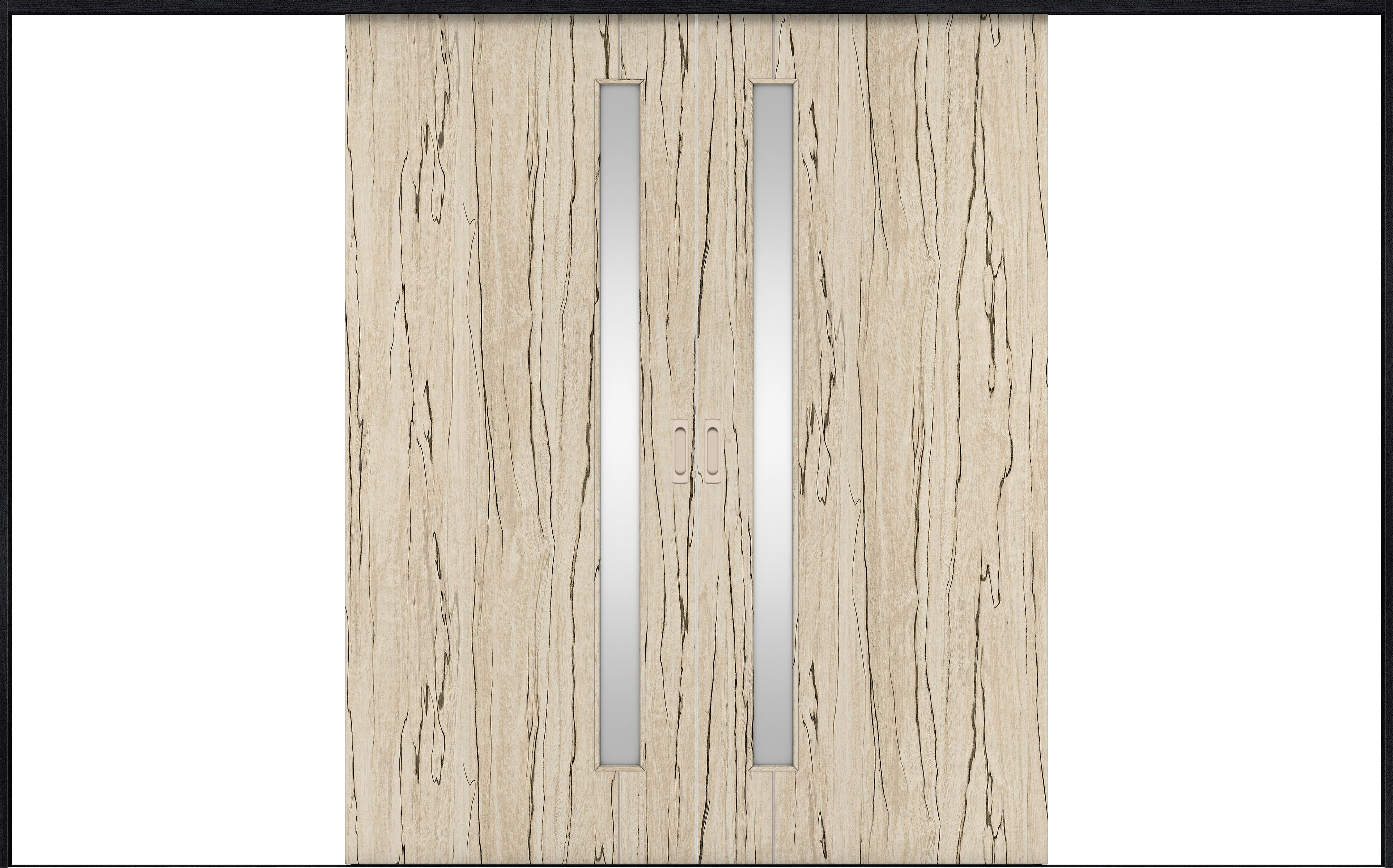 リビングドア　イエリア　引戸・引分　扉セット　Ｄ４デザイン　３２６６幅用　２０００高　〈スロウベージュ柄〉　左右兼用　錠なし　ラクラクローズ付