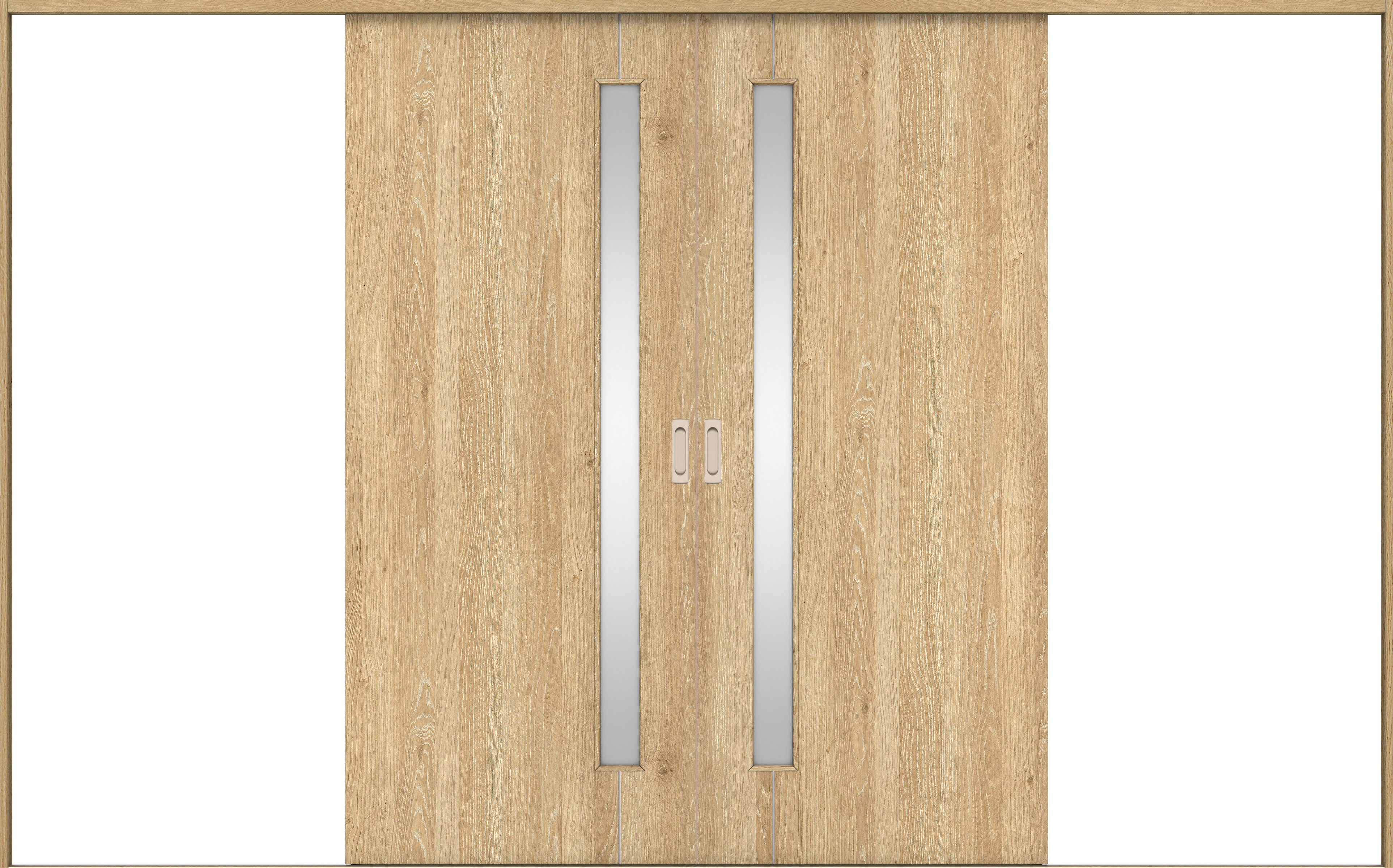 リビングドア　イエリア　引戸・引分　扉セット　Ｄ４デザイン　３２６６幅用　２０００高　〈ミルキーオーカー柄〉　左右兼用　錠なし　ラクラクローズ付