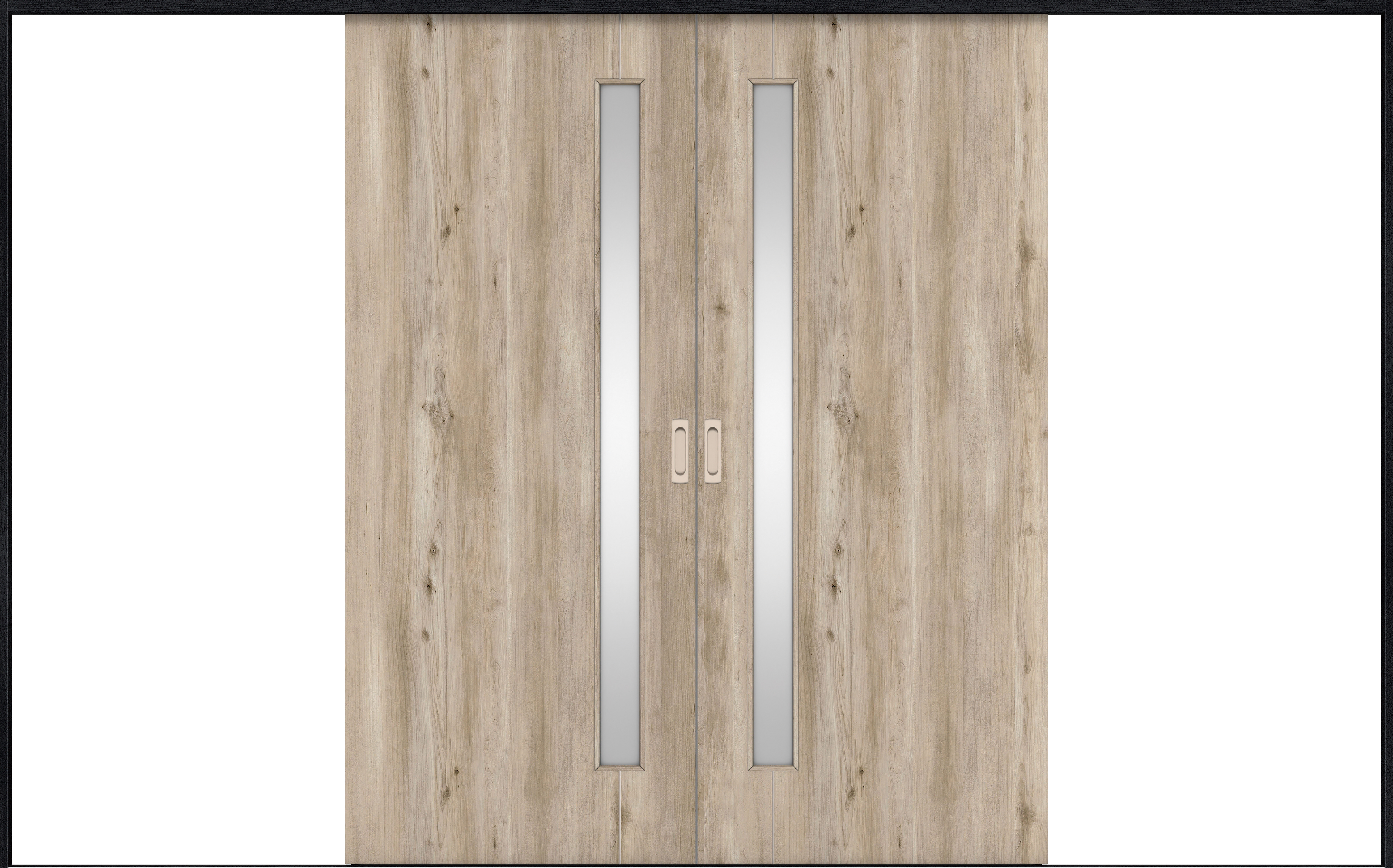 リビングドア　イエリア　引戸・引分　扉セット　Ｄ４デザイン　３２６６幅用　２０００高　〈スモークグレー柄〉　左右兼用　錠なし　ラクラクローズ付