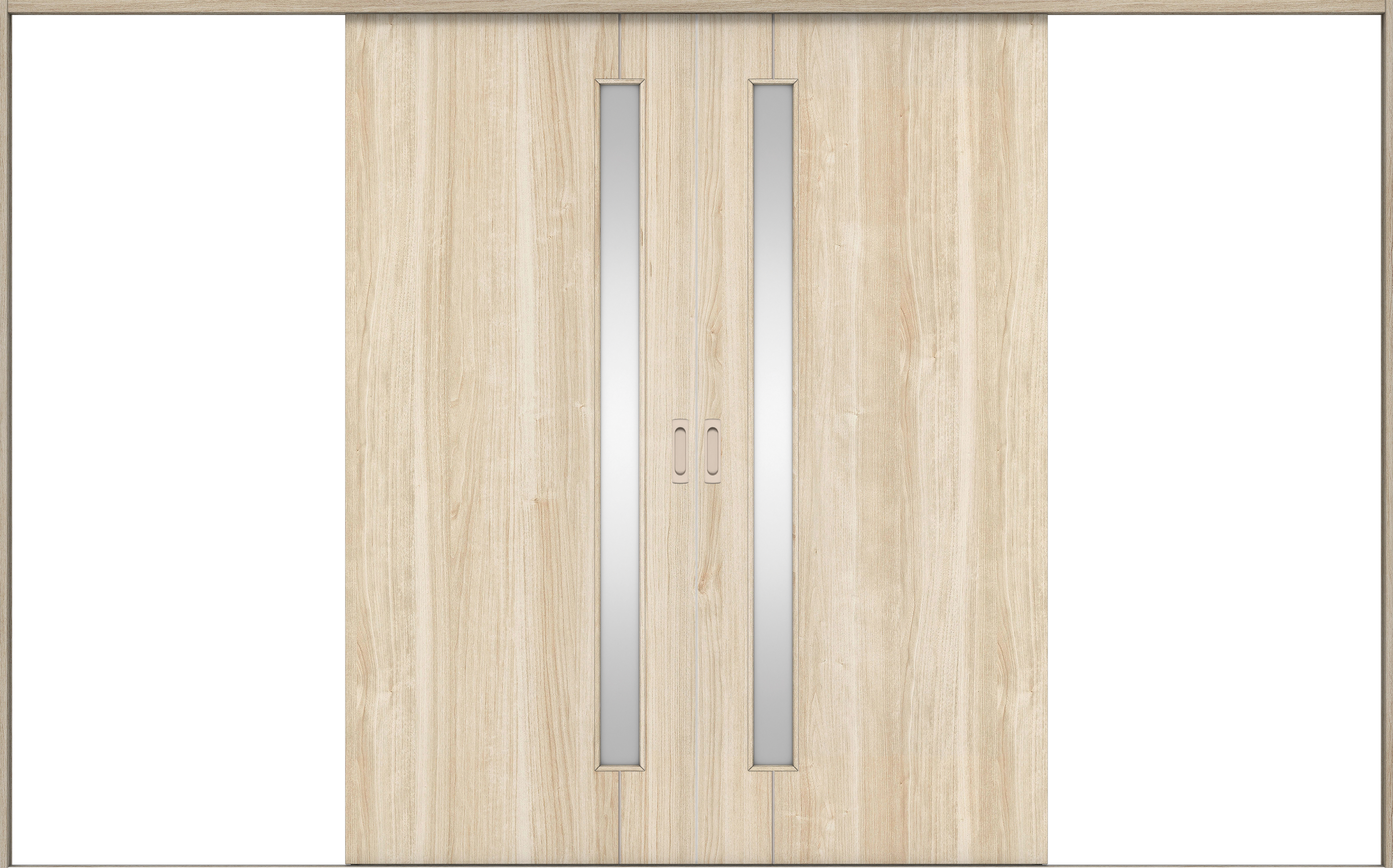 リビングドア　イエリア　引戸・引分　扉セット　Ｄ４デザイン　３２６６幅用　２０００高　〈コットンベージュ柄〉　左右兼用　錠なし　ラクラクローズ付