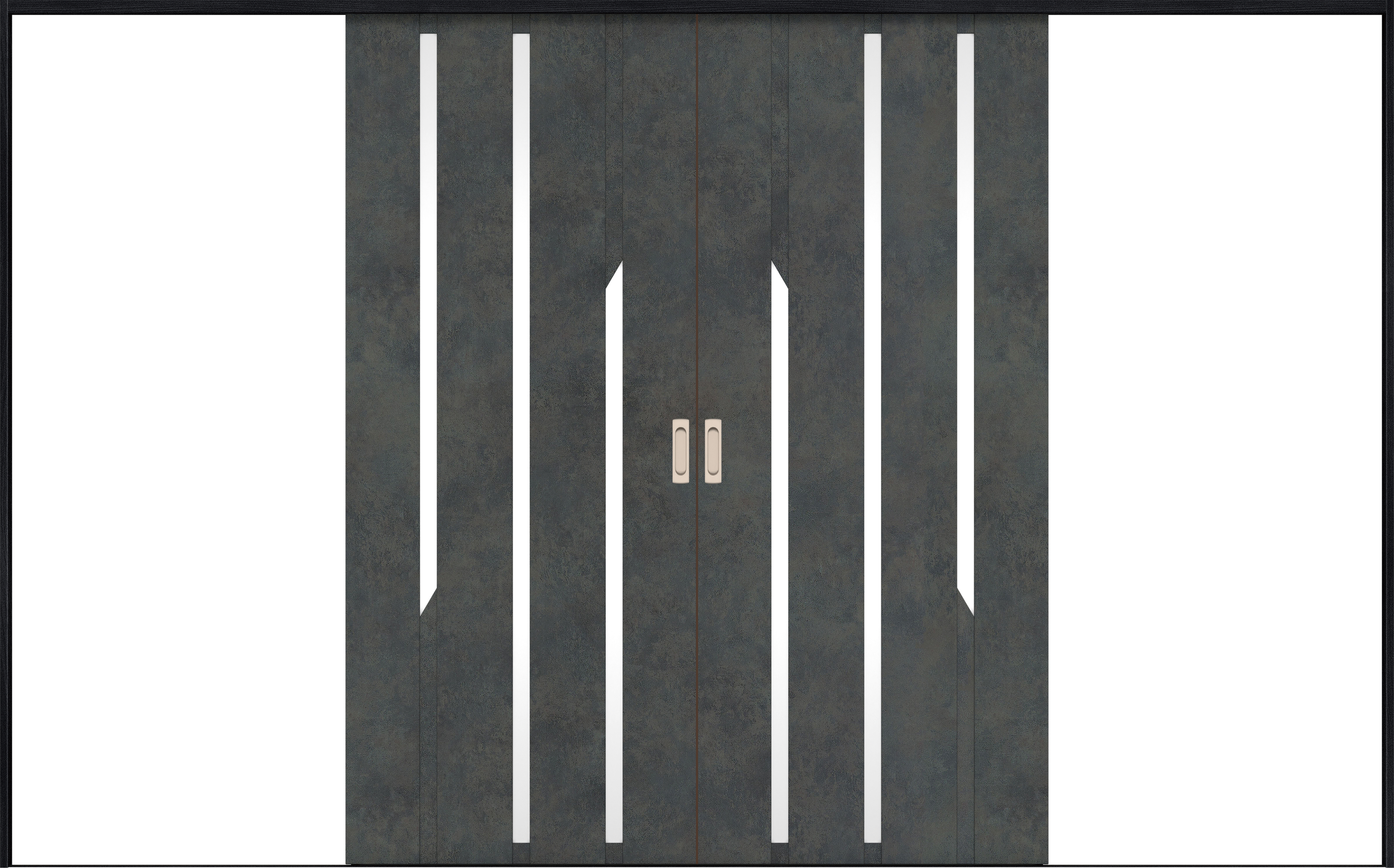 リビングドア　イエリア　引戸・引分　扉セット　Ｅ３デザイン　３２６６幅用　２０００高　〈アイアンブラック柄〉　左右兼用　錠なし　ラクラクローズ付