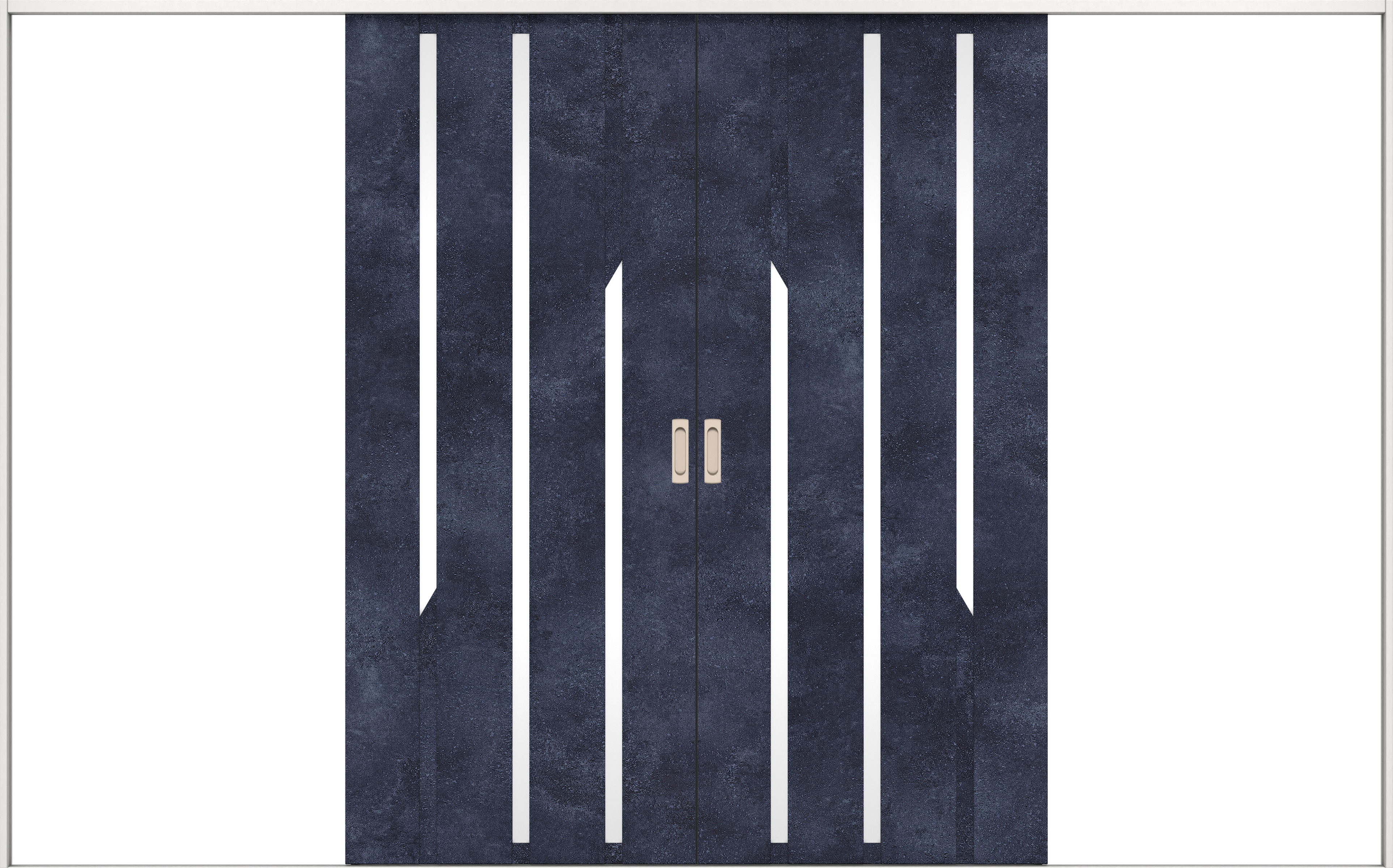 リビングドア　イエリア　引戸・引分　扉セット　Ｅ３デザイン　３２６６幅用　２０００高　〈コバルトブルー柄〉　左右兼用　錠なし　ラクラクローズ付