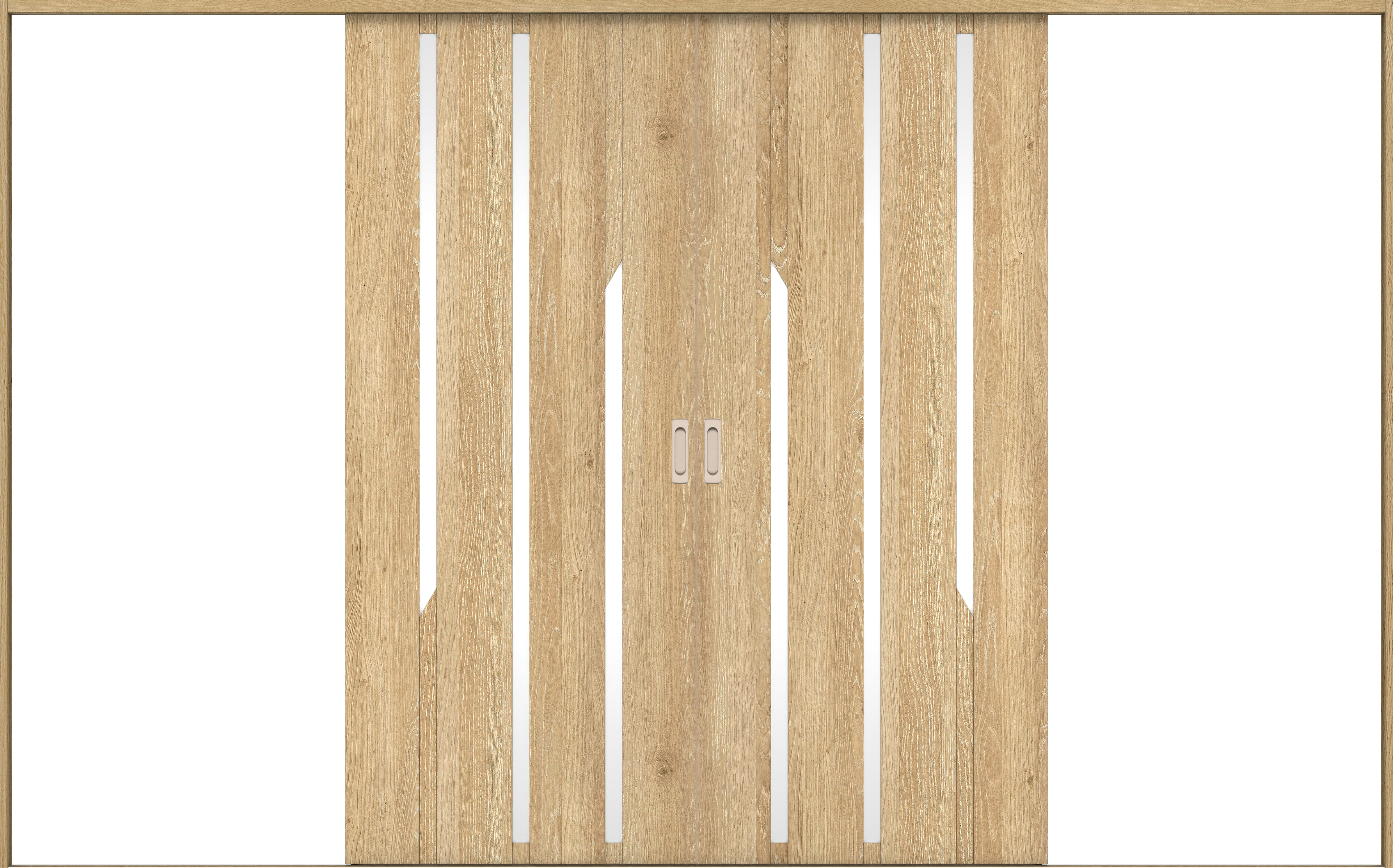 リビングドア　イエリア　引戸・引分　扉セット　Ｅ３デザイン　３２６６幅用　２０００高　〈ミルキーオーカー柄〉　左右兼用　錠なし　ラクラクローズ付