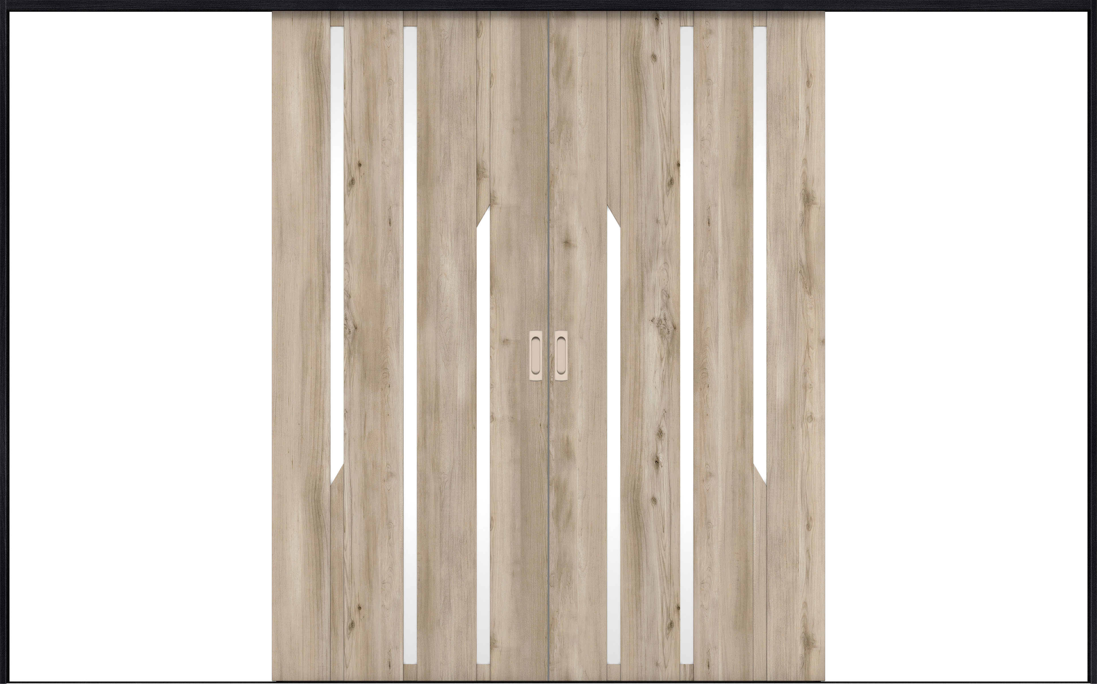 リビングドア　イエリア　引戸・引分　扉セット　Ｅ３デザイン　３２６６幅用　２０００高　〈スモークグレー柄〉　左右兼用　錠なし　ラクラクローズ付