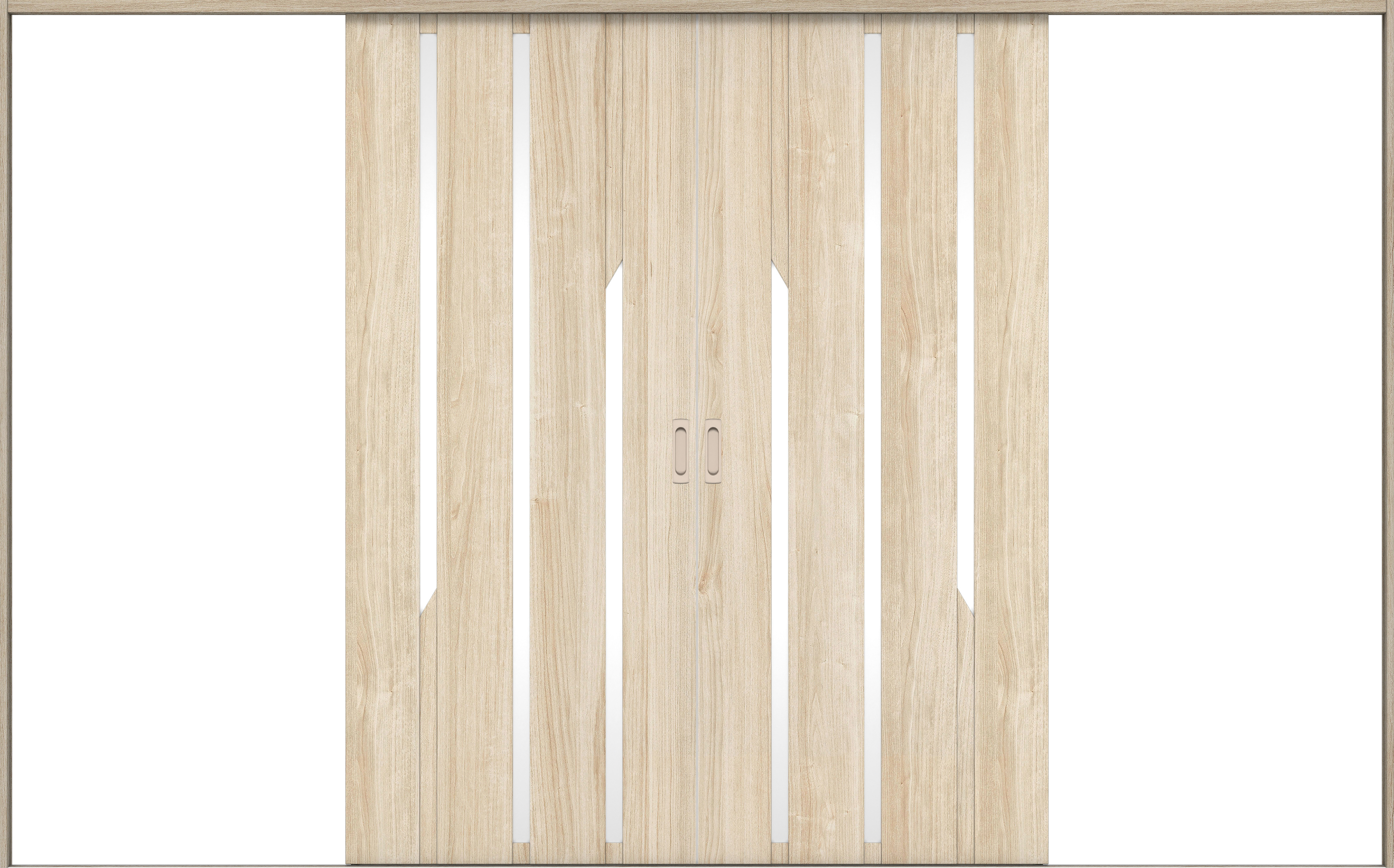 リビングドア　イエリア　引戸・引分　扉セット　Ｅ３デザイン　３２６６幅用　２０００高　〈コットンベージュ柄〉　左右兼用　錠なし　ラクラクローズ付