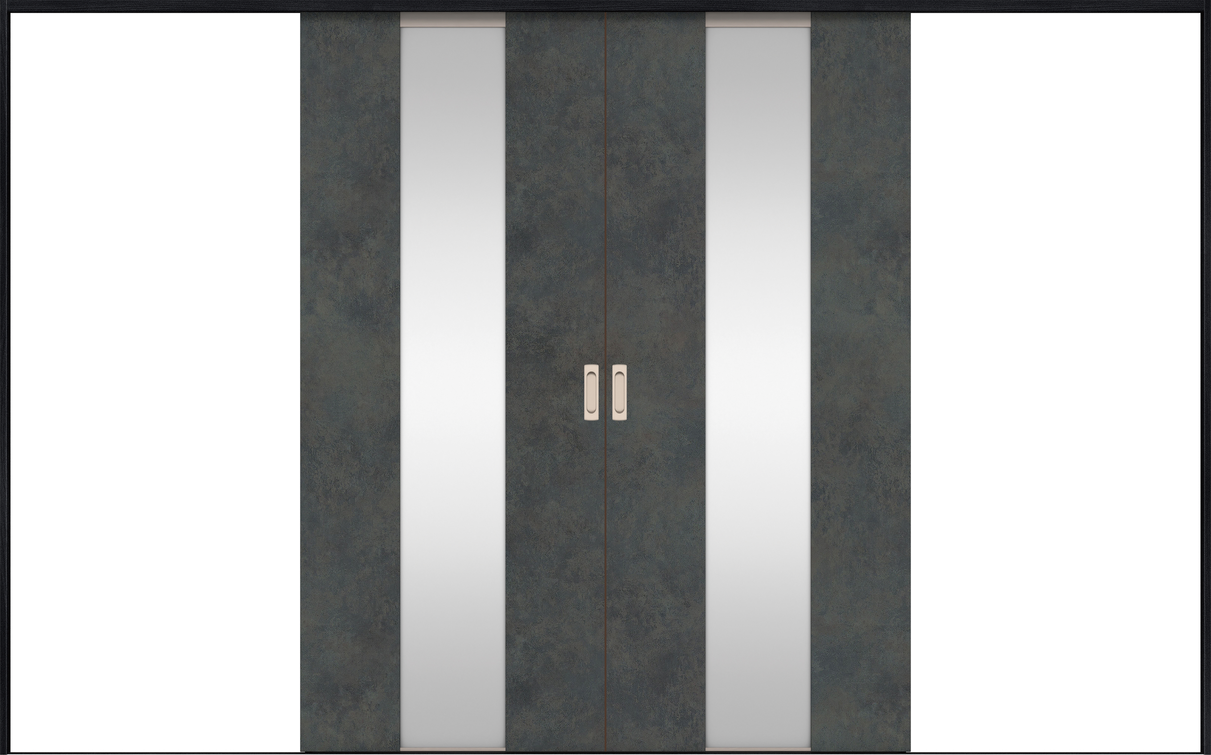 リビングドア　イエリア　引戸・引分　扉セット　Ｇ５デザイン　３２６６幅用　２０００高　〈アイアンブラック柄〉　左右兼用　錠なし　ラクラクローズ付