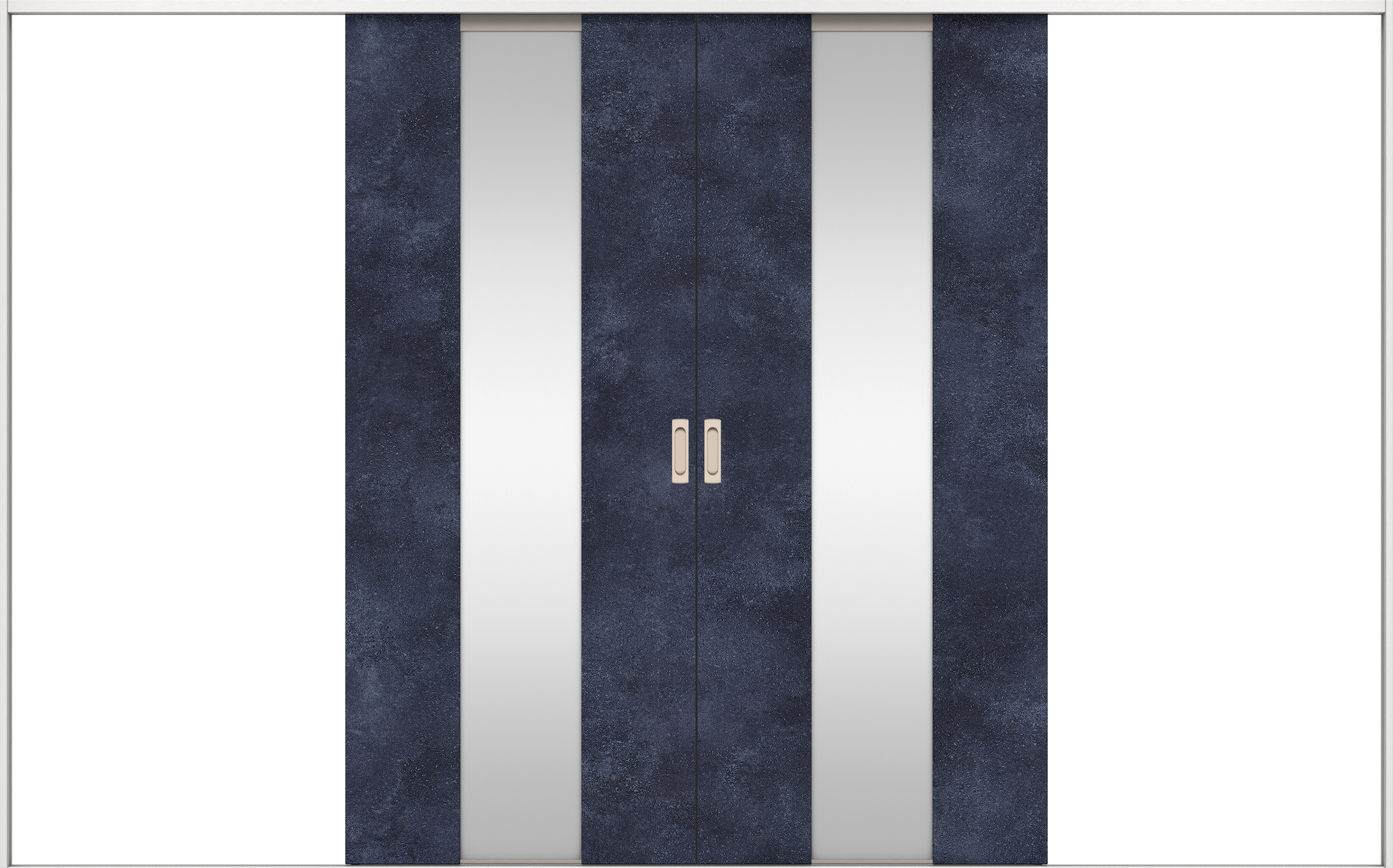 リビングドア　イエリア　引戸・引分　扉セット　Ｇ５デザイン　３２６６幅用　２０００高　〈コバルトブルー柄〉　左右兼用　錠なし　ラクラクローズ付