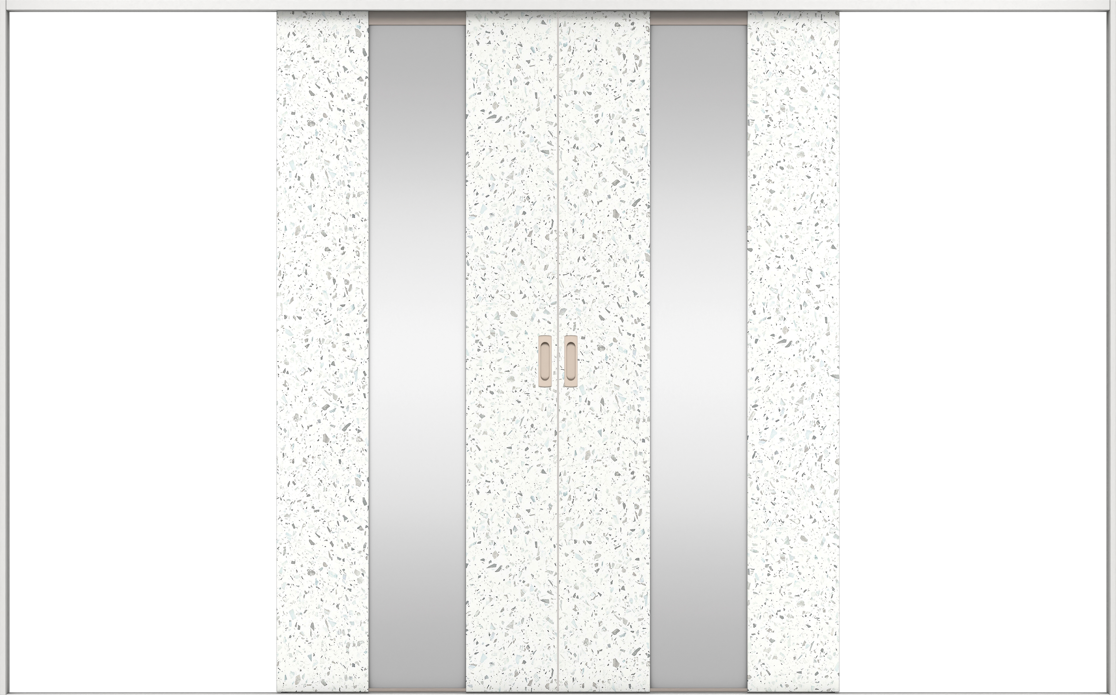 リビングドア　イエリア　引戸・引分　扉セット　Ｇ５デザイン　３２６６幅用　２０００高　〈テラゾホワイト柄〉　左右兼用　錠なし　ラクラクローズ付