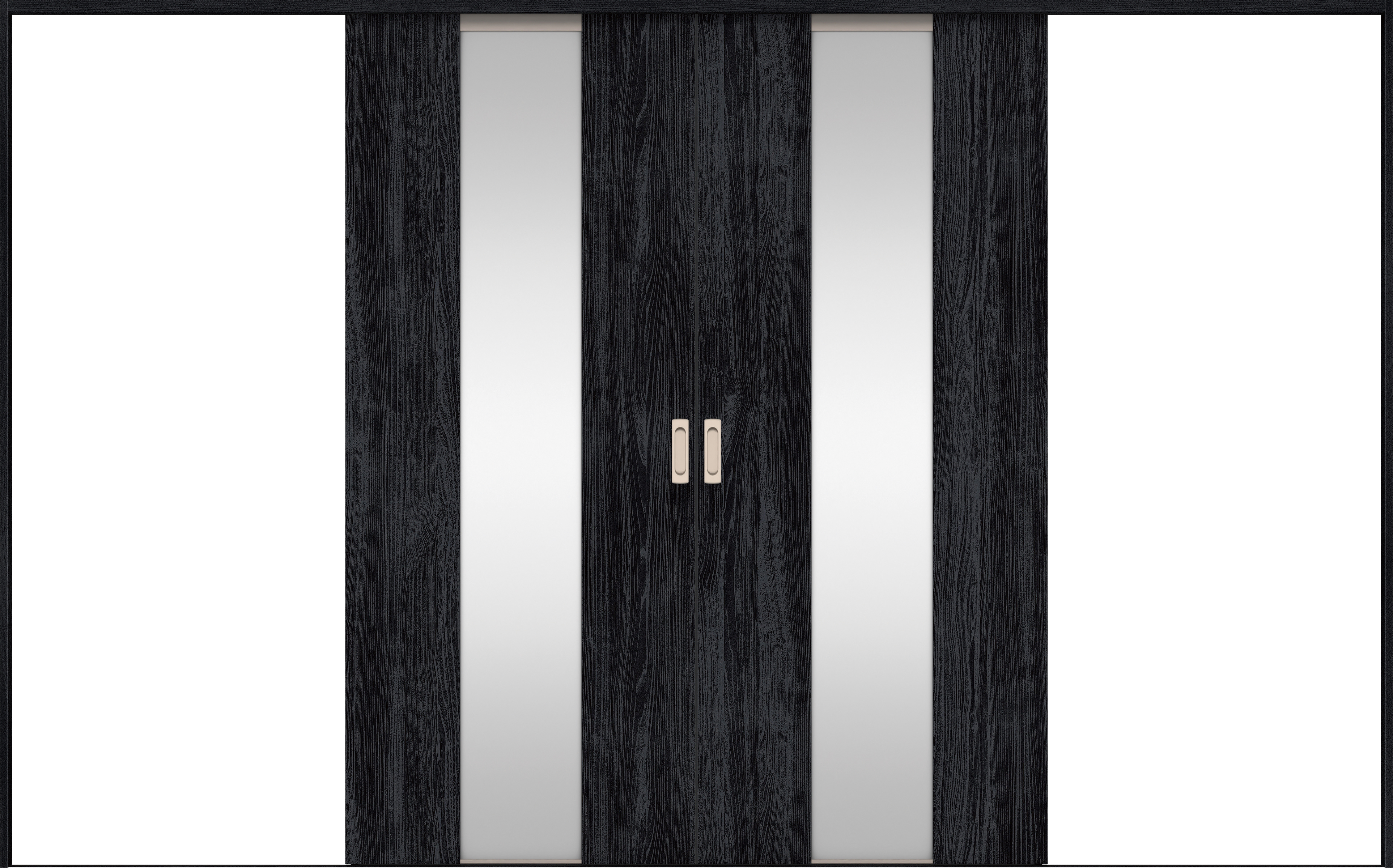 リビングドア　イエリア　引戸・引分　扉セット　Ｇ５デザイン　３２６６幅用　２０００高　〈モスブラック柄〉　左右兼用　錠なし　ラクラクローズ付