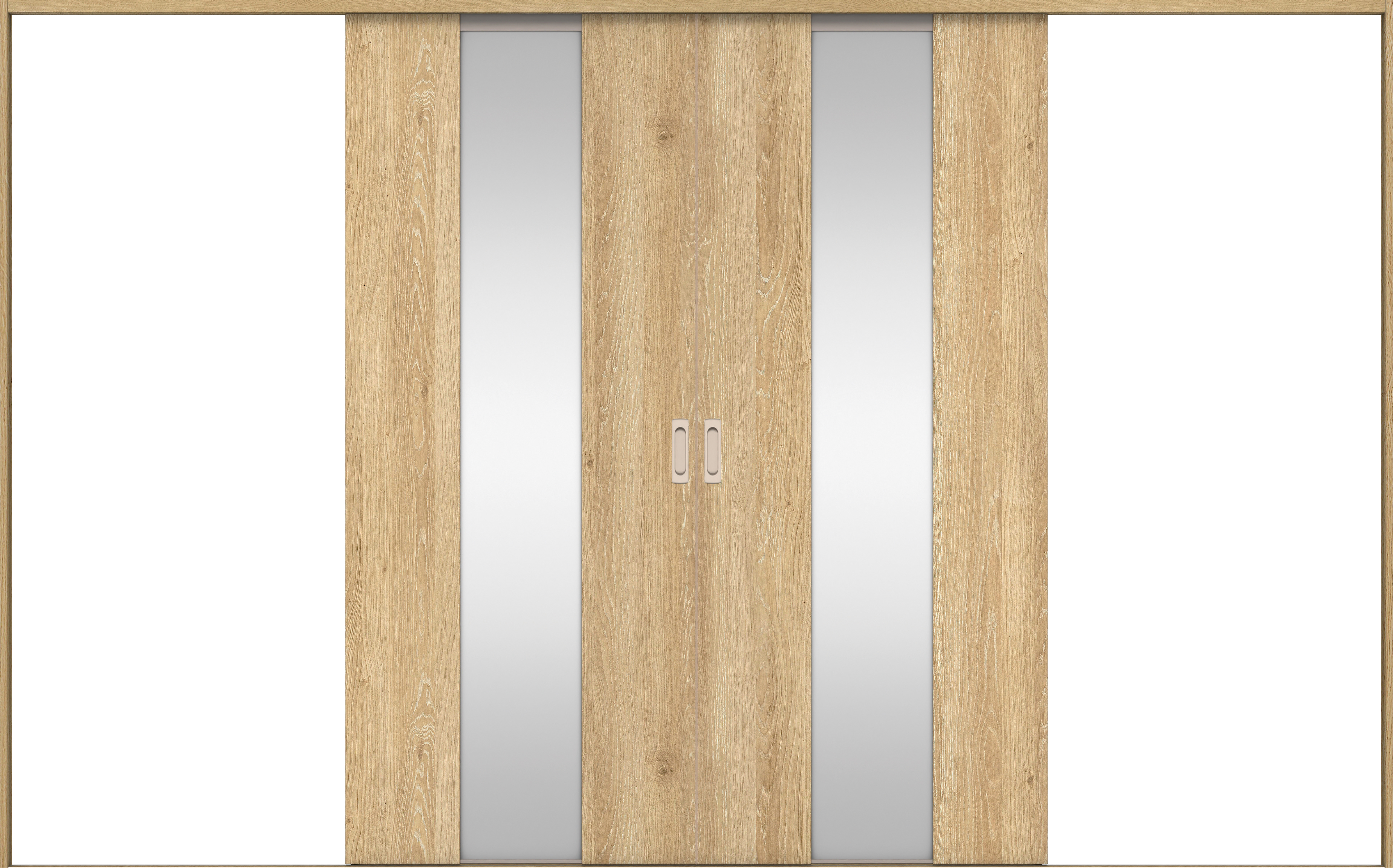 リビングドア　イエリア　引戸・引分　扉セット　Ｇ５デザイン　３２６６幅用　２０００高　〈ミルキーオーカー柄〉　左右兼用　錠なし　ラクラクローズ付