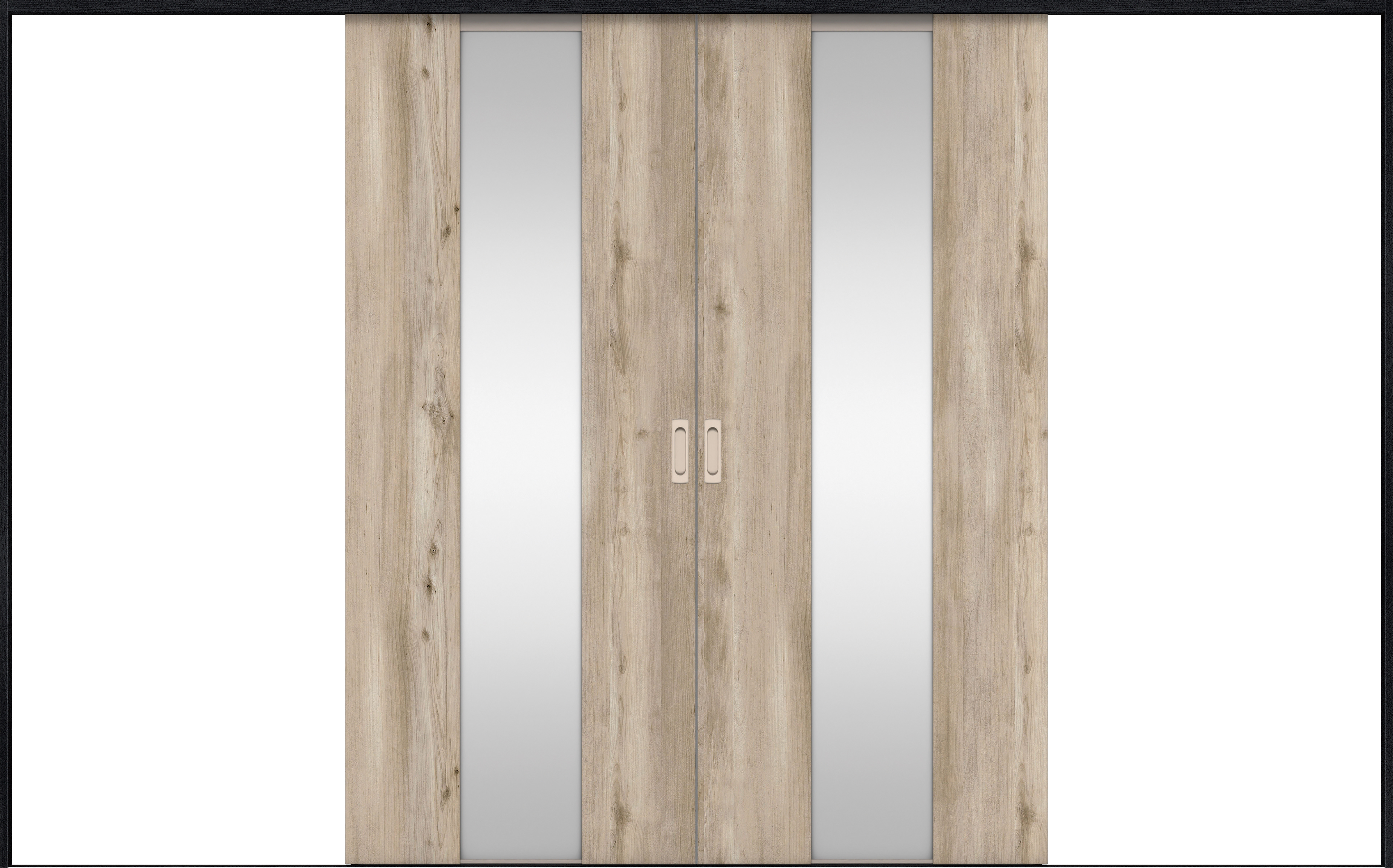 リビングドア　イエリア　引戸・引分　扉セット　Ｇ５デザイン　３２６６幅用　２０００高　〈スモークグレー柄〉　左右兼用　錠なし　ラクラクローズ付