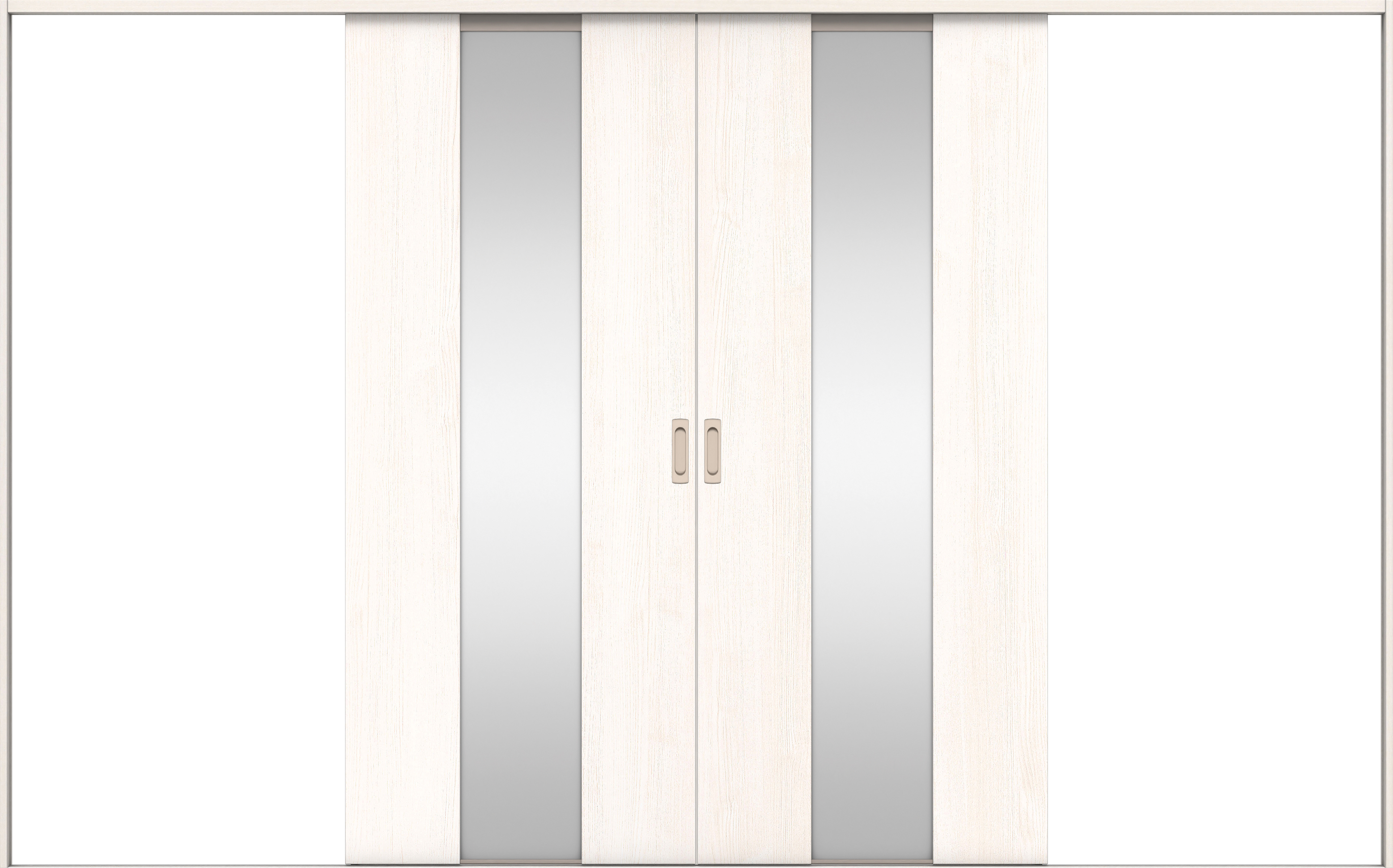 リビングドア　イエリア　引戸・引分　扉セット　Ｇ５デザイン　３２６６幅用　２０００高　〈ネオホワイト柄〉　左右兼用　錠なし　ラクラクローズ付