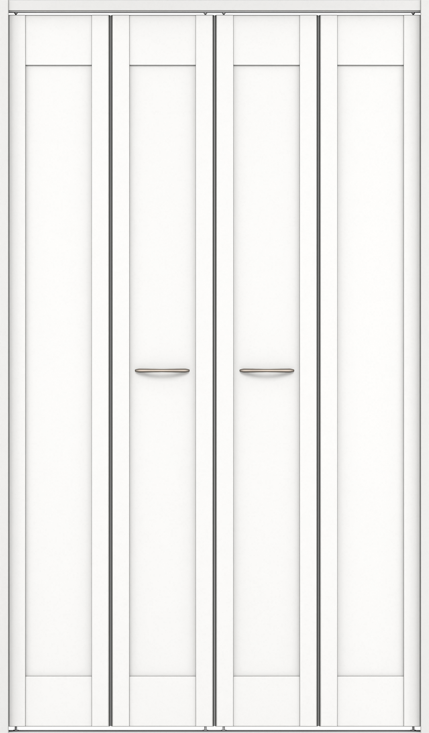 クローク収納　イエリア　折戸ユニット　カマチタイプ　ウッド扉　下レール付三方枠（固定枠）　セット　１１９０幅（４．５尺間口）　２０３５高　〈パウダーホワイト柄〉　ハンドルラウンド型〈Ｔシルバー色〉