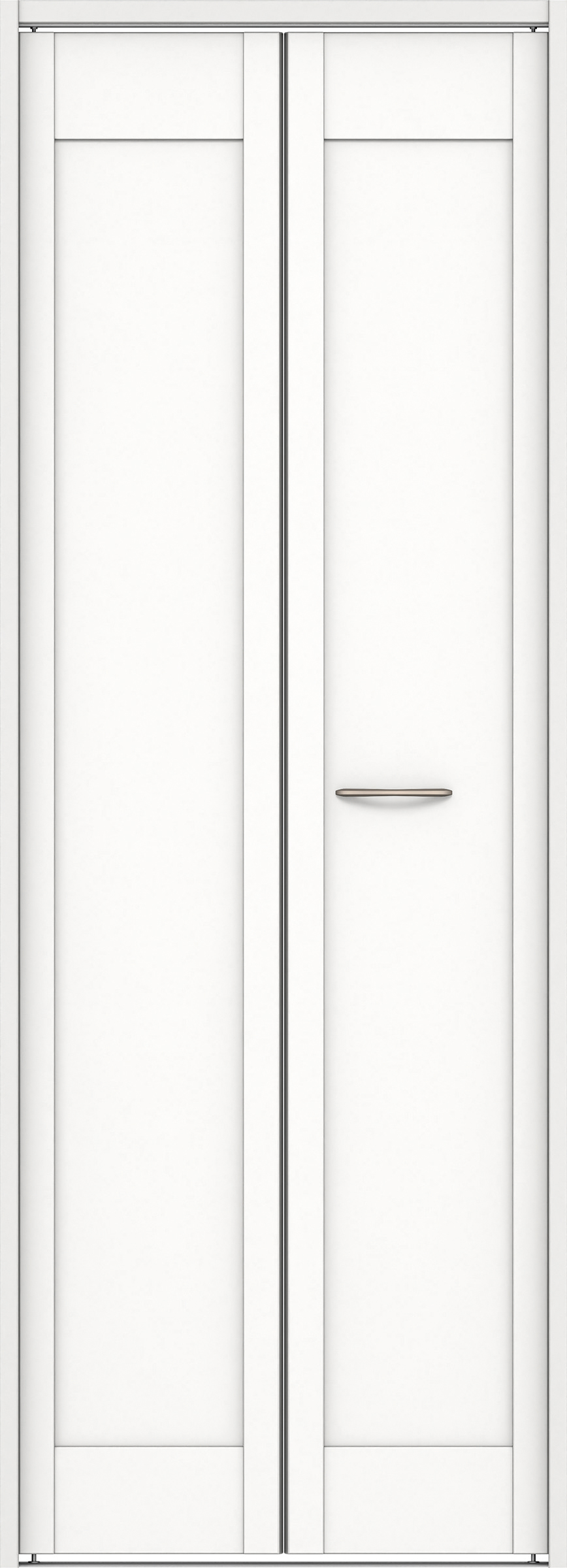 クローク収納　イエリア　折戸ユニット　カマチタイプ　ウッド扉　下レール付三方枠（固定枠）　セット　７３５幅（３尺間口）　２０３５高　〈パウダーホワイト柄〉　ハンドルラウンド型〈Ｔシルバー色〉