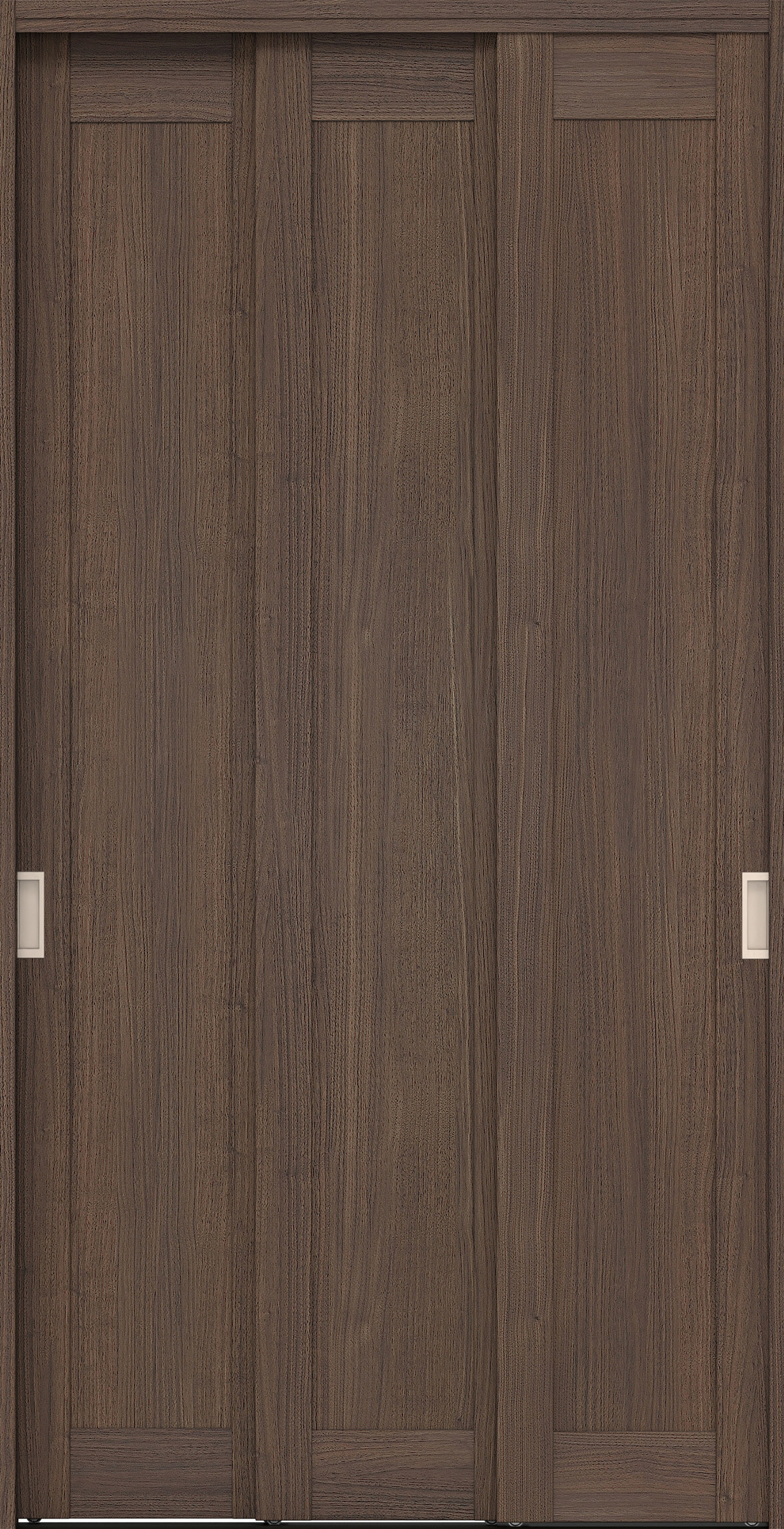 クローク収納　イエリア　引戸ユニット　カマチタイプ　三方枠（固定枠）　セット　１１９０幅（４．５尺間口）　２３１８高　〈ダルブラウン柄〉　引手〈Ｔシルバー色〉