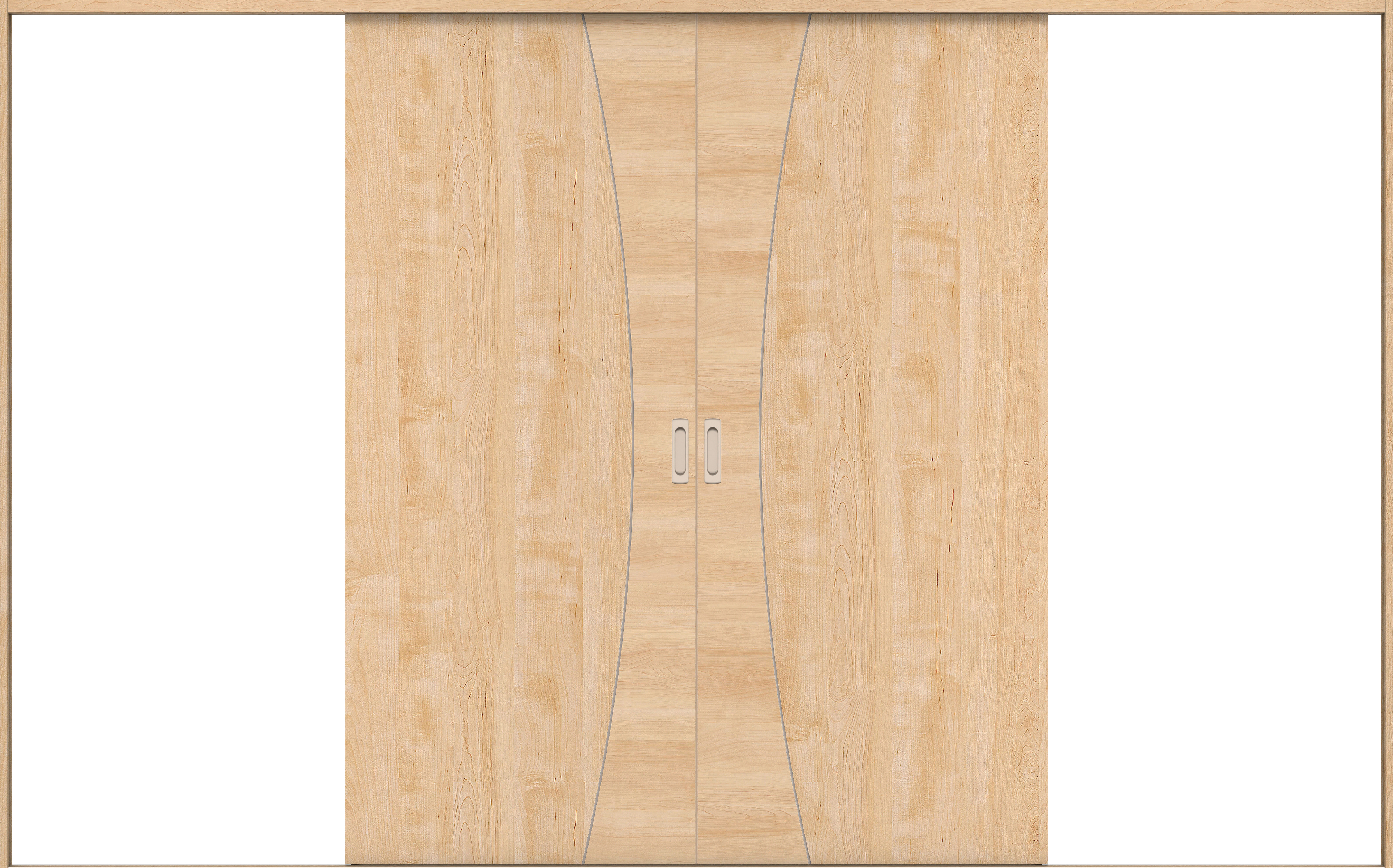 リビングドア　イエリア　引戸・引分　扉セット　Ｋ６デザイン　３２６６幅用　２０００高　〈ミルベージュ柄〉　左右兼用　錠なし　ラクラクローズ付