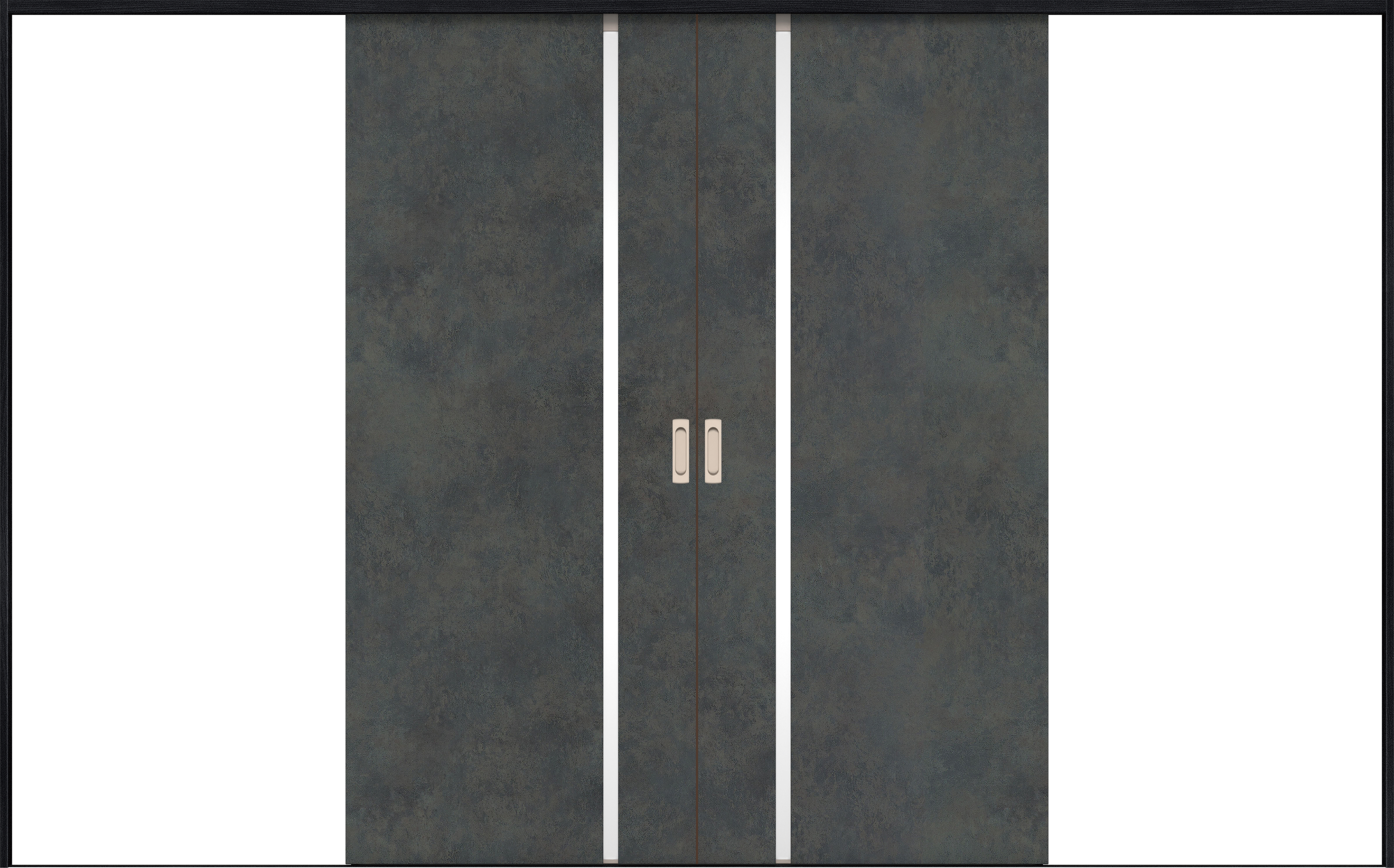 リビングドア　イエリア　引戸・引分　扉セット　Ｌ９デザイン　３２６６幅用　２０００高　〈アイアンブラック柄〉　左右兼用　錠なし　ラクラクローズ付