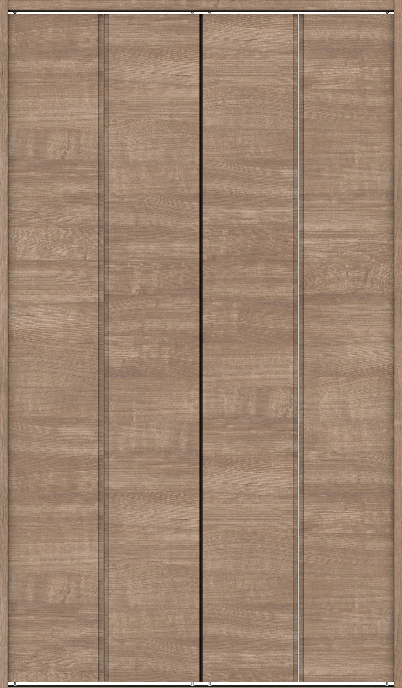 クローク収納　イエリア　折戸ユニット　ハンドルレス横木目タイプ　ウッド扉　下レール付三方枠（固定枠）　セット　１３２０幅（１．５Ｍ間口）　２０３５高　〈トープグレー柄〉　ハンドルレス