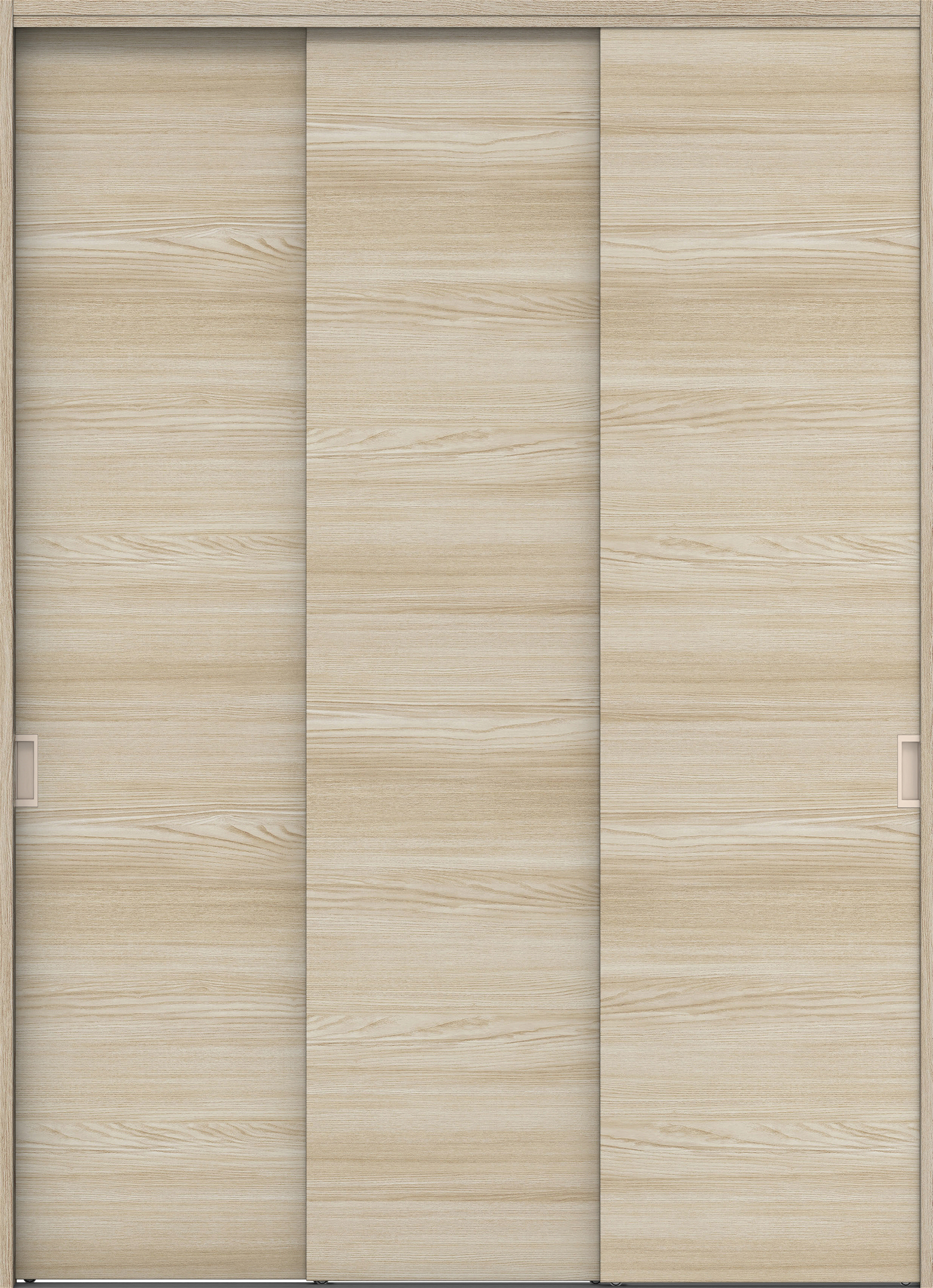 クローク収納　イエリア　引戸ユニット　フラット横木目タイプ　三方枠（固定枠）　セット　１６４４幅（６尺小間口）　２３１８高　〈ソフトグレージュ柄〉　引手〈Ｔシルバー色〉