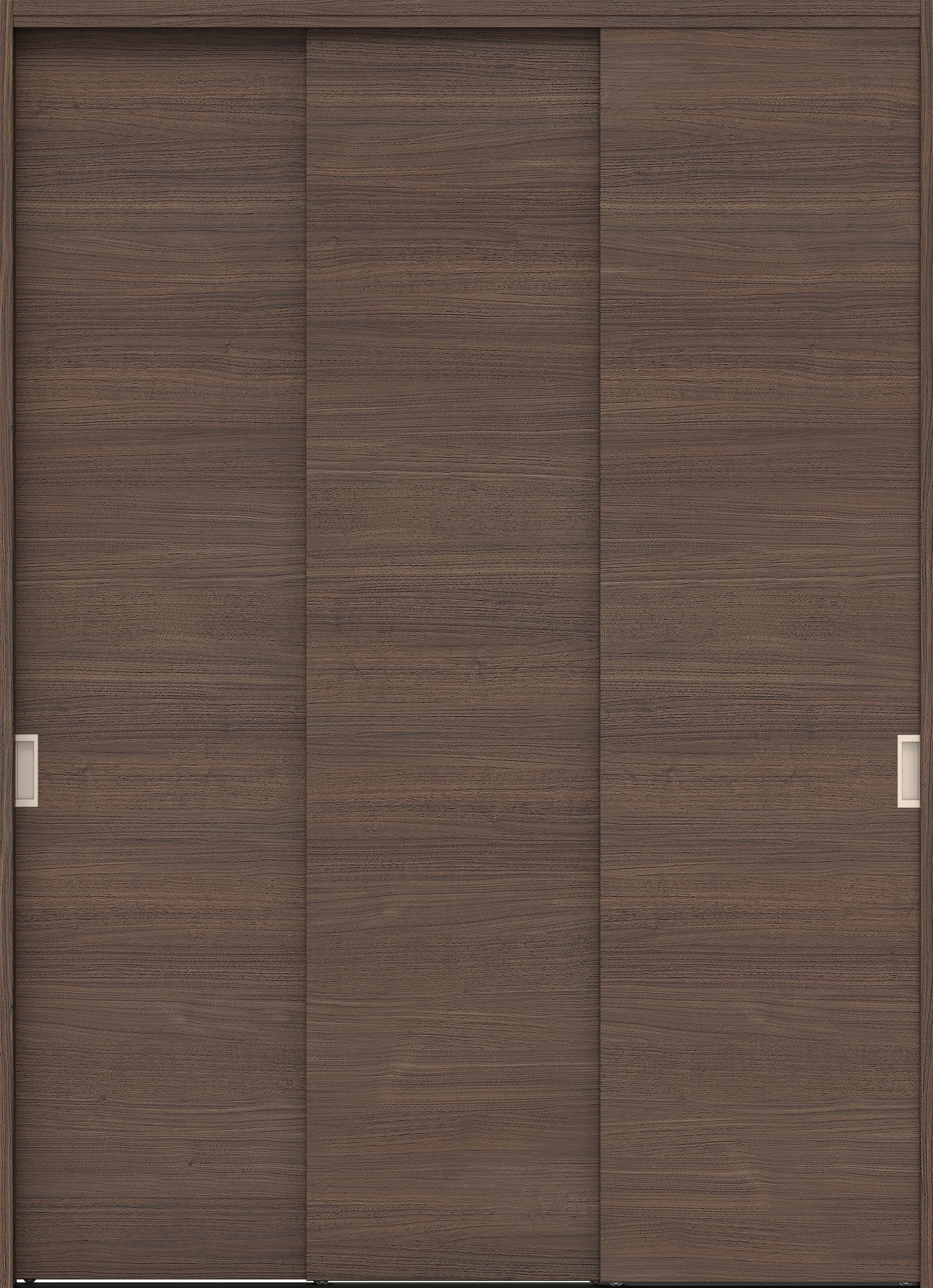 クローク収納　イエリア　引戸ユニット　フラット横木目タイプ　三方枠（固定枠）　セット　１６４４幅（６尺小間口）　２３１８高　〈ダルブラウン柄〉　引手〈Ｔシルバー色〉