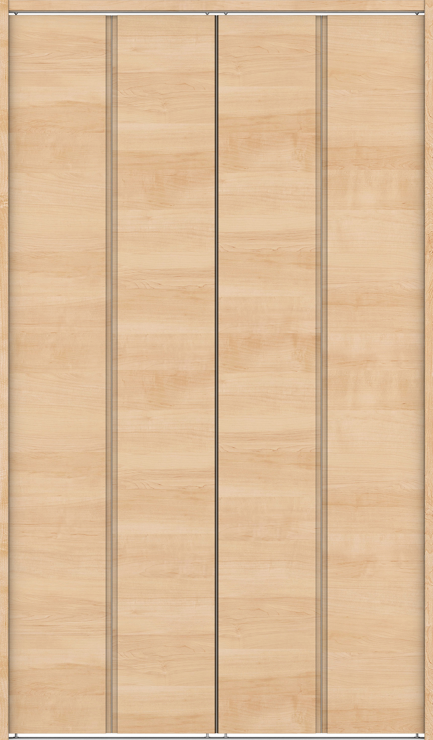 クローク収納　イエリア　折戸ユニット　ハンドルレス横木目タイプ　ウッド扉　下レール付三方枠（固定枠）　セット　１３２０幅（１．５Ｍ間口）　２０３５高　〈ミルベージュ柄〉　ハンドルレス