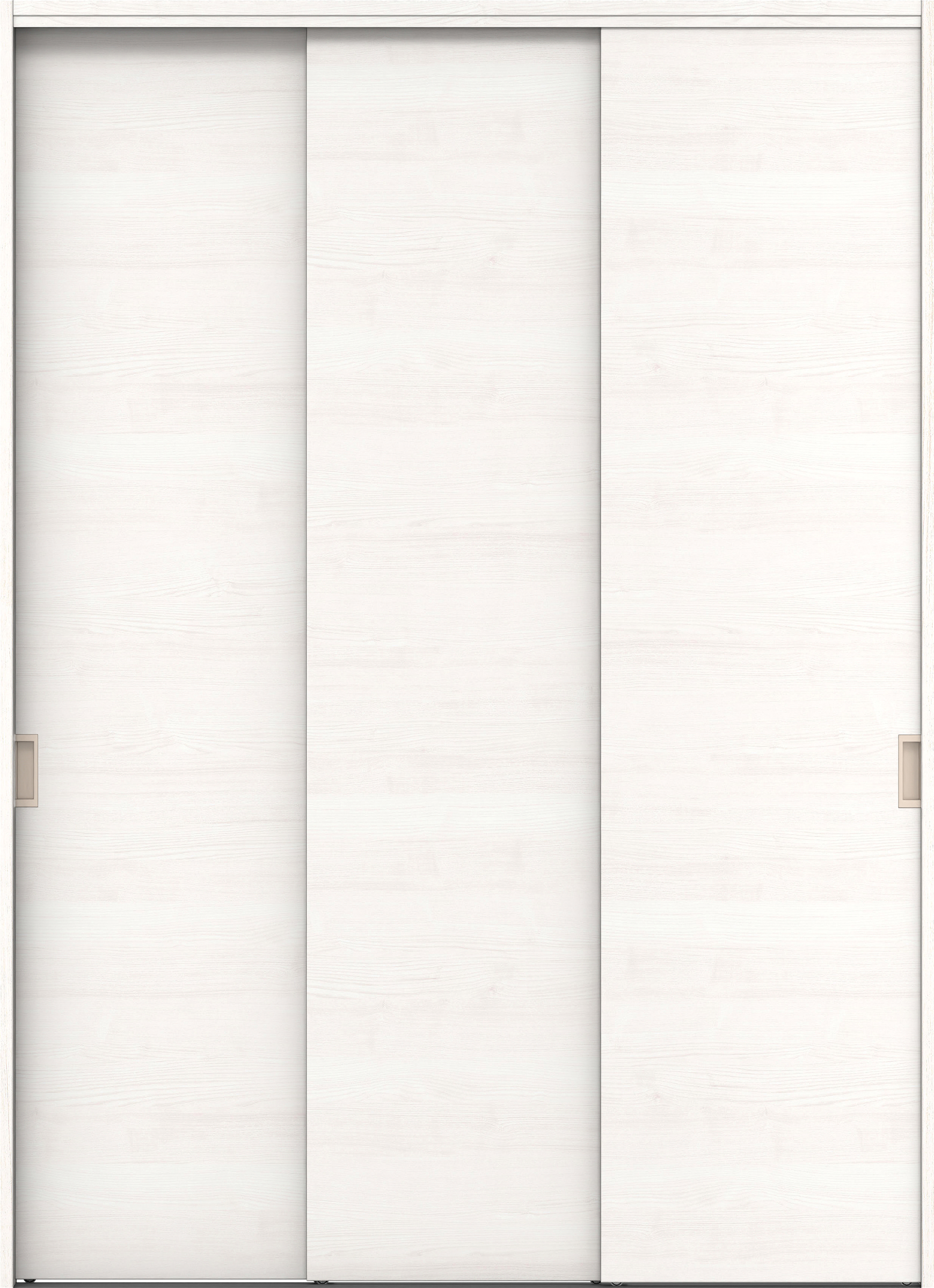 クローク収納　イエリア　引戸ユニット　フラット横木目タイプ　三方枠（固定枠）　セット　１６４４幅（６尺小間口）　２３１８高　〈ネオホワイト柄〉　引手〈Ｔシルバー色〉