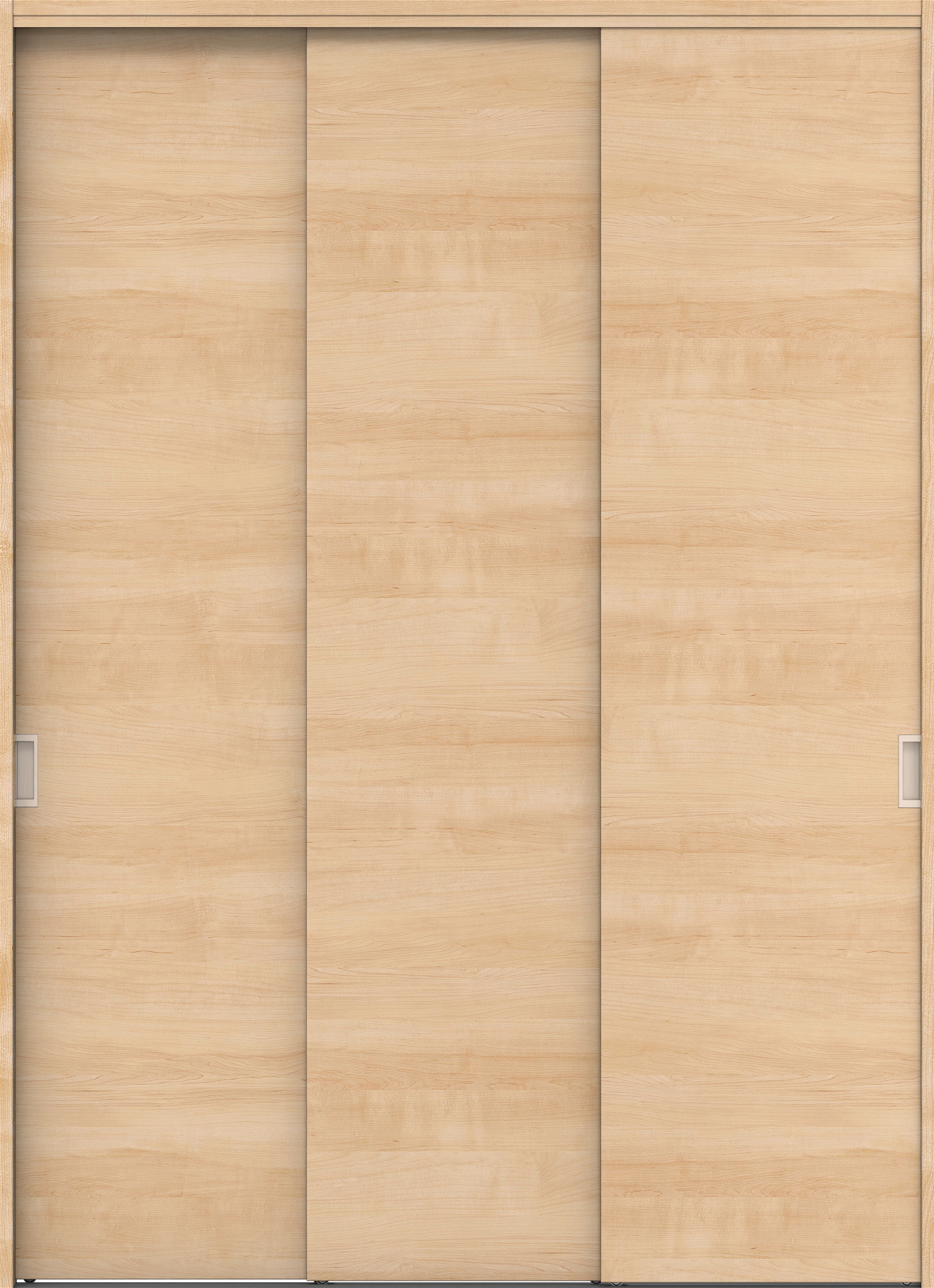 クローク収納　イエリア　引戸ユニット　フラット横木目タイプ　三方枠（固定枠）　セット　１６４４幅（６尺小間口）　２３１８高　〈ミルベージュ柄〉　引手〈Ｔシルバー色〉