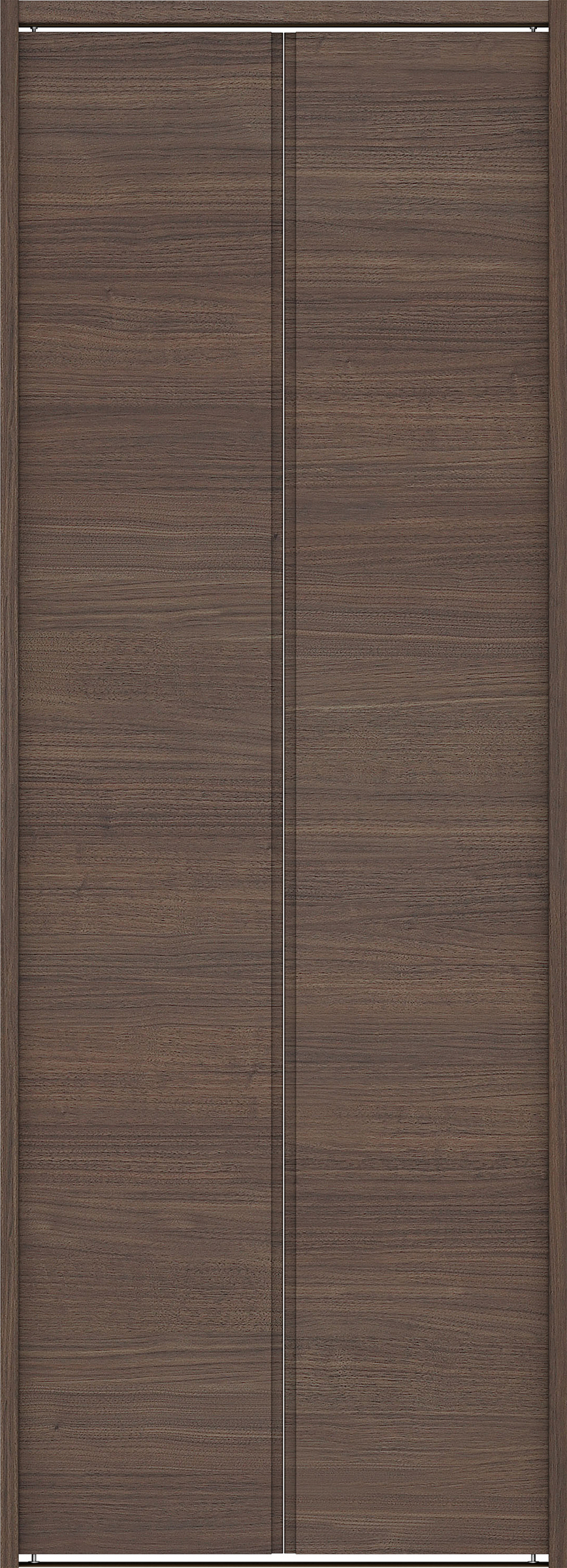 クローク収納　イエリア　折戸ユニット　ハンドルレス横木目タイプ　ウッド扉　下レール付三方枠（固定枠）　セット　７３５幅（３尺間口）　２０３５高　〈ダルブラウン柄〉　ハンドルレス