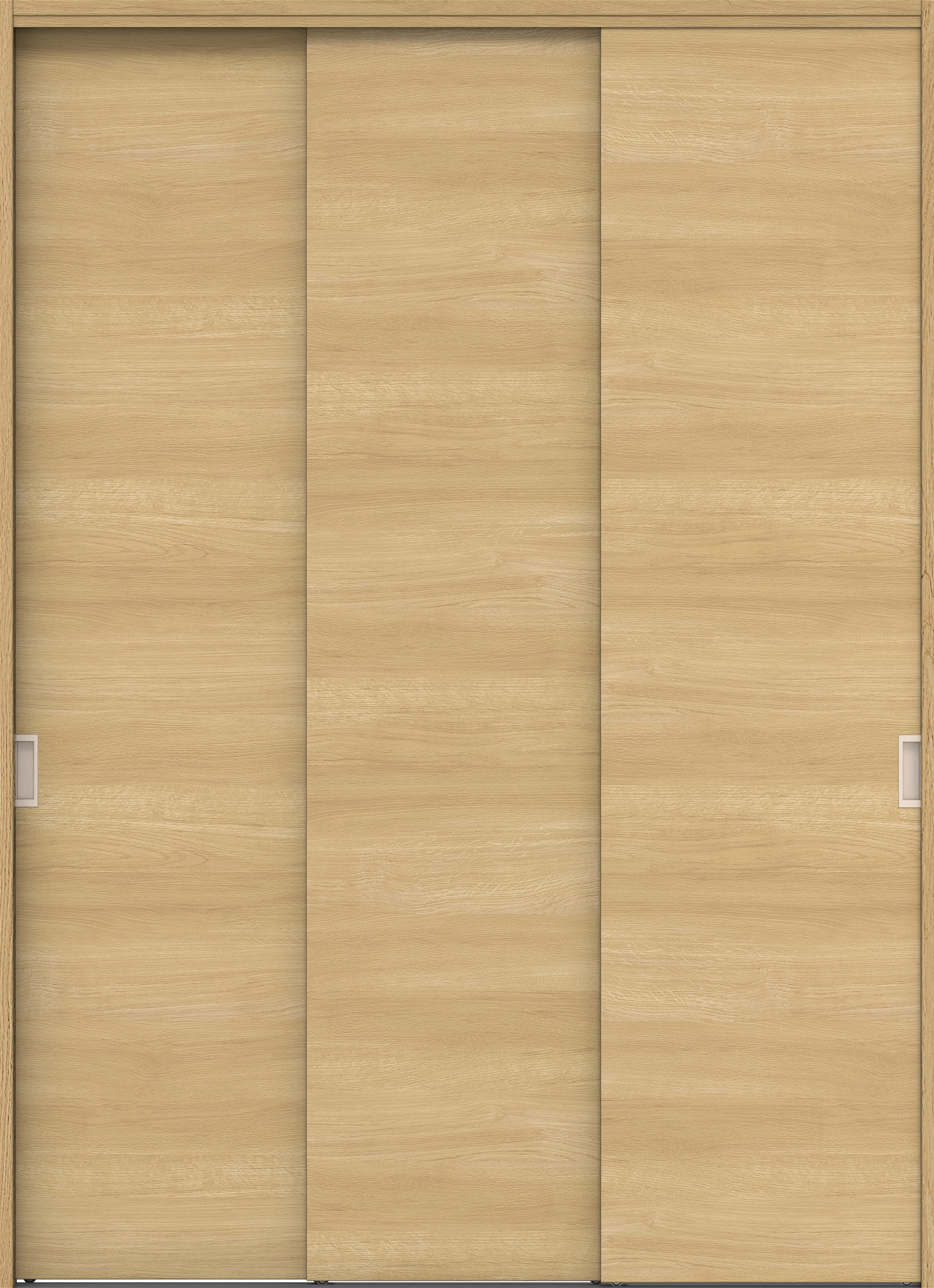 クローク収納　イエリア　引戸ユニット　フラット横木目タイプ　三方枠（固定枠）　セット　１６４４幅（６尺小間口）　２３１８高　〈ライトオーカー柄〉　引手〈Ｔシルバー色〉