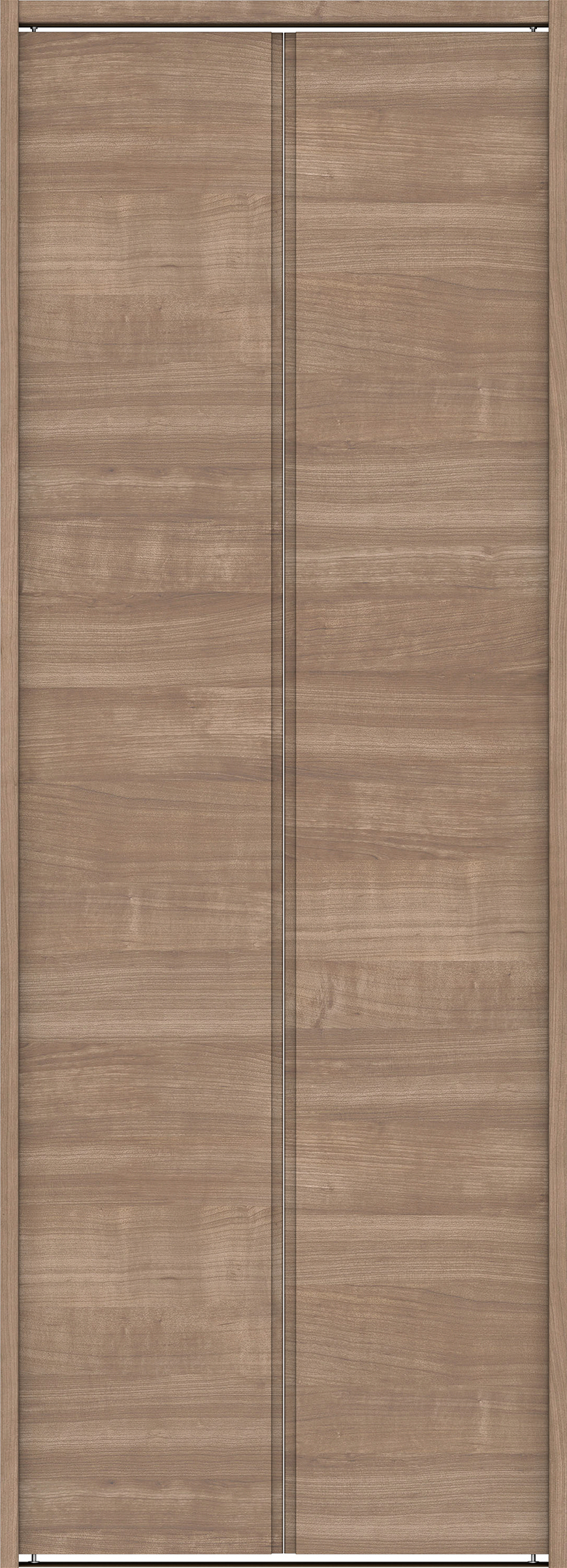 クローク収納　イエリア　折戸ユニット　ハンドルレス横木目タイプ　ウッド扉　下レール付三方枠（固定枠）　セット　８２０幅（１Ｍ間口）　２０３５高　〈トープグレー柄〉　ハンドルレス