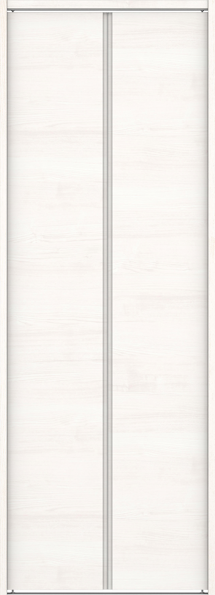 クローク収納　イエリア　折戸ユニット　ハンドルレス横木目タイプ　ウッド扉　下レール付三方枠（固定枠）　セット　８２０幅（１Ｍ間口）　２０３５高　〈ネオホワイト柄〉　ハンドルレス