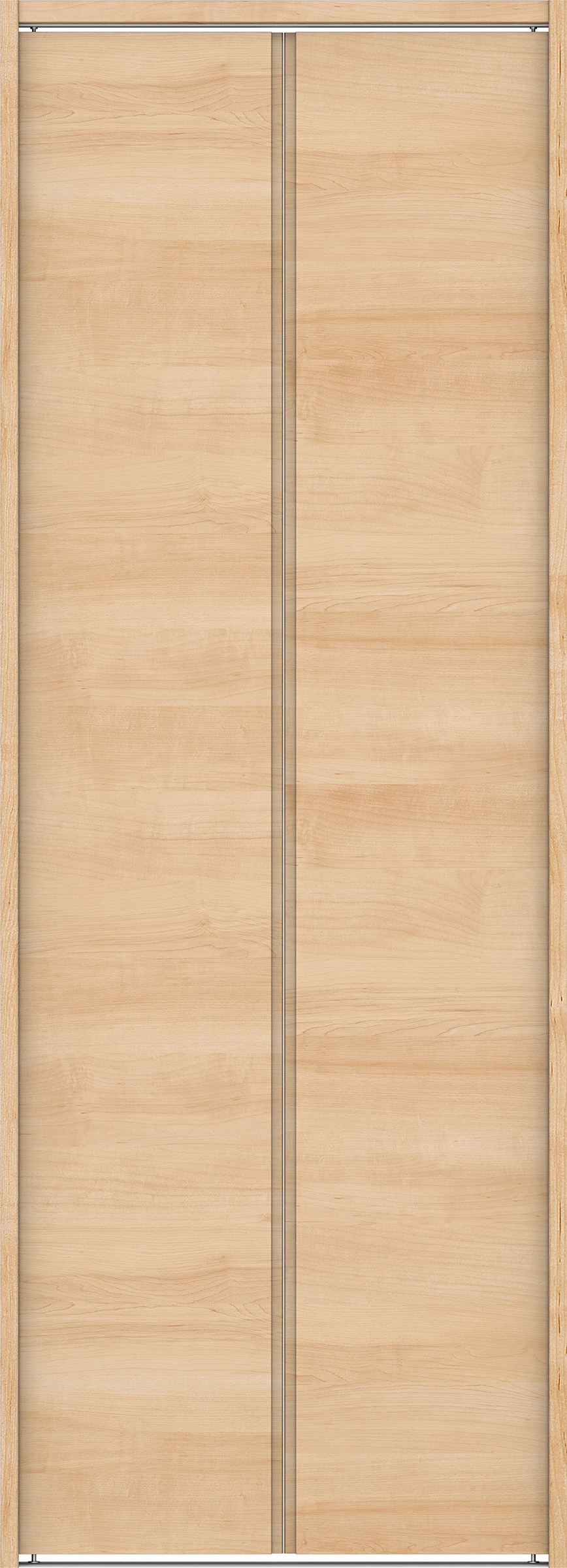 クローク収納　イエリア　折戸ユニット　ハンドルレス横木目タイプ　ウッド扉　下レール付三方枠（固定枠）　セット　８２０幅（１Ｍ間口）　２０３５高　〈ミルベージュ柄〉　ハンドルレス