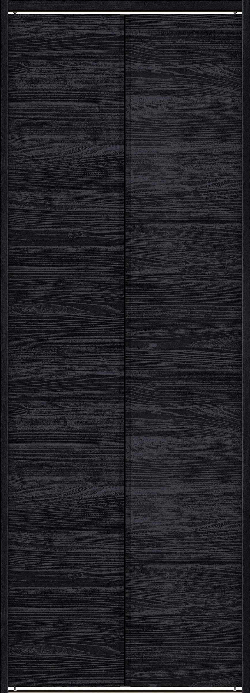 クローク収納　イエリア　折戸ユニット　ハンドルレス横木目タイプ　ウッド扉　下レール付三方枠（固定枠）　セット　８２０幅（１Ｍ間口）　２０３５高　〈モスブラック柄〉　ハンドルレス