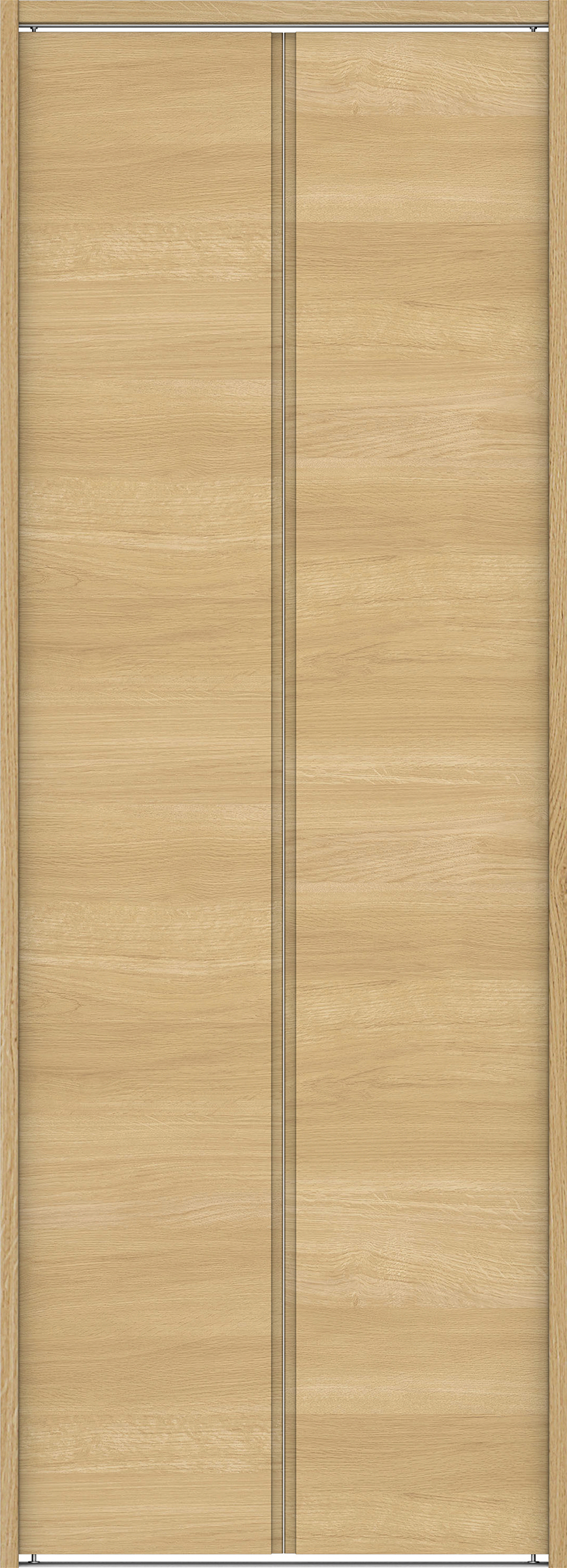 クローク収納　イエリア　折戸ユニット　ハンドルレス横木目タイプ　ウッド扉　下レール付三方枠（固定枠）　セット　８２０幅（１Ｍ間口）　２０３５高　〈ライトオーカー柄〉　ハンドルレス