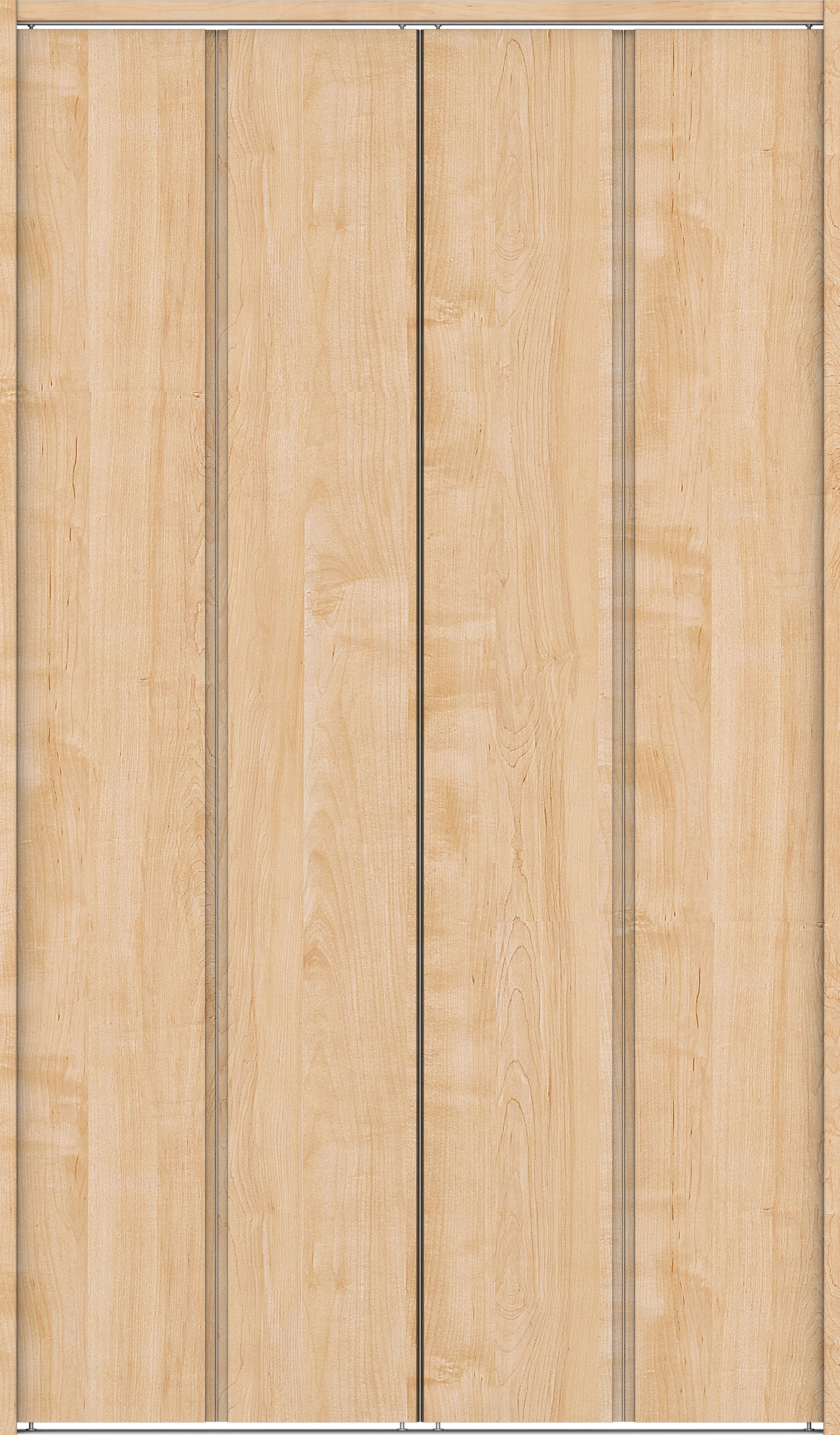 クローク収納　イエリア　折戸ユニット　ハンドルレス縦木目タイプ　ウッド扉　下レール付三方枠（固定枠）　セット　１３２０幅（１．５Ｍ間口）　２０３５高　〈ミルベージュ柄〉　ハンドルレス