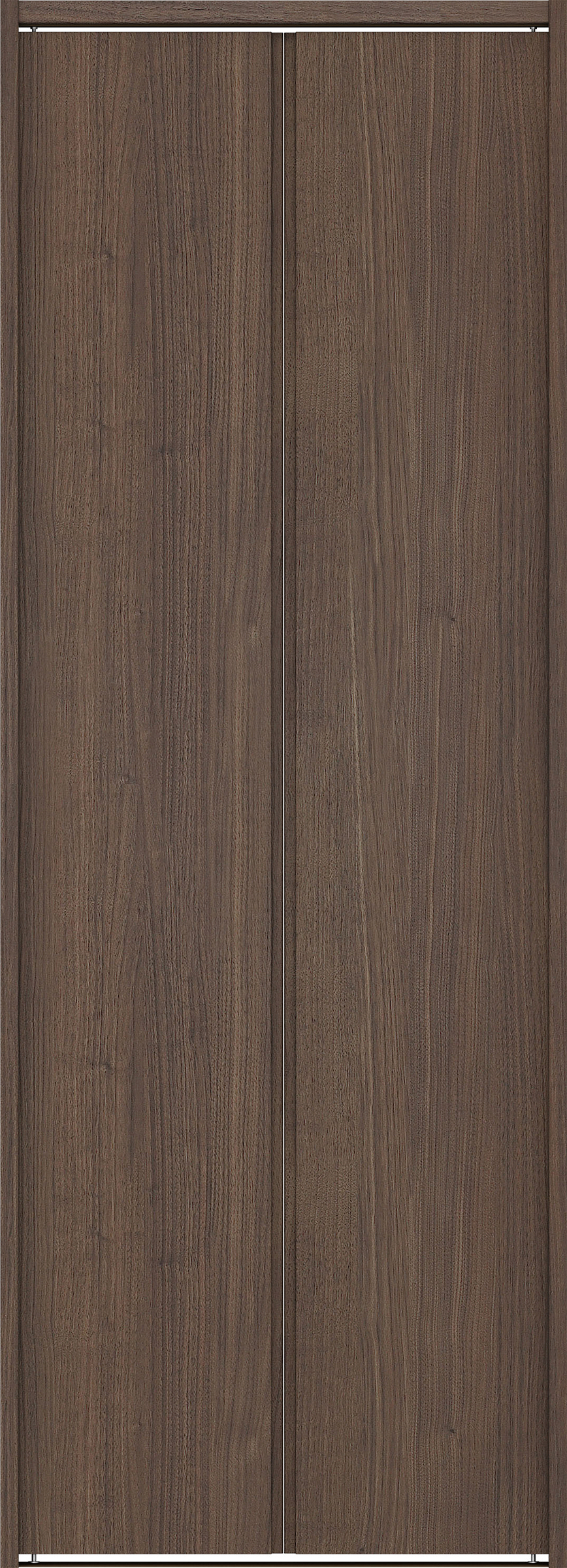 クローク収納　イエリア　折戸ユニット　ハンドルレス縦木目タイプ　ウッド扉　下レール付三方枠（固定枠）　セット　８２０幅（１Ｍ間口）　２０３５高　〈ダルブラウン柄〉　ハンドルレス