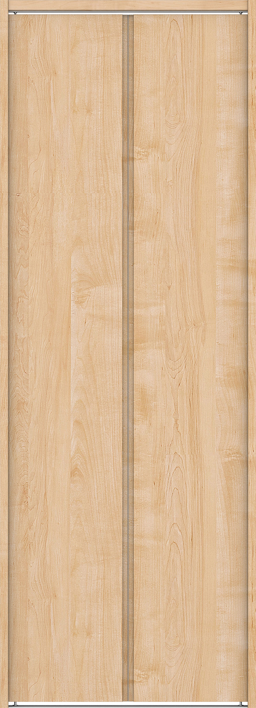 クローク収納　イエリア　折戸ユニット　ハンドルレス縦木目タイプ　ウッド扉　下レール付三方枠（固定枠）　セット　８２０幅（１Ｍ間口）　２０３５高　〈ミルベージュ柄〉　ハンドルレス