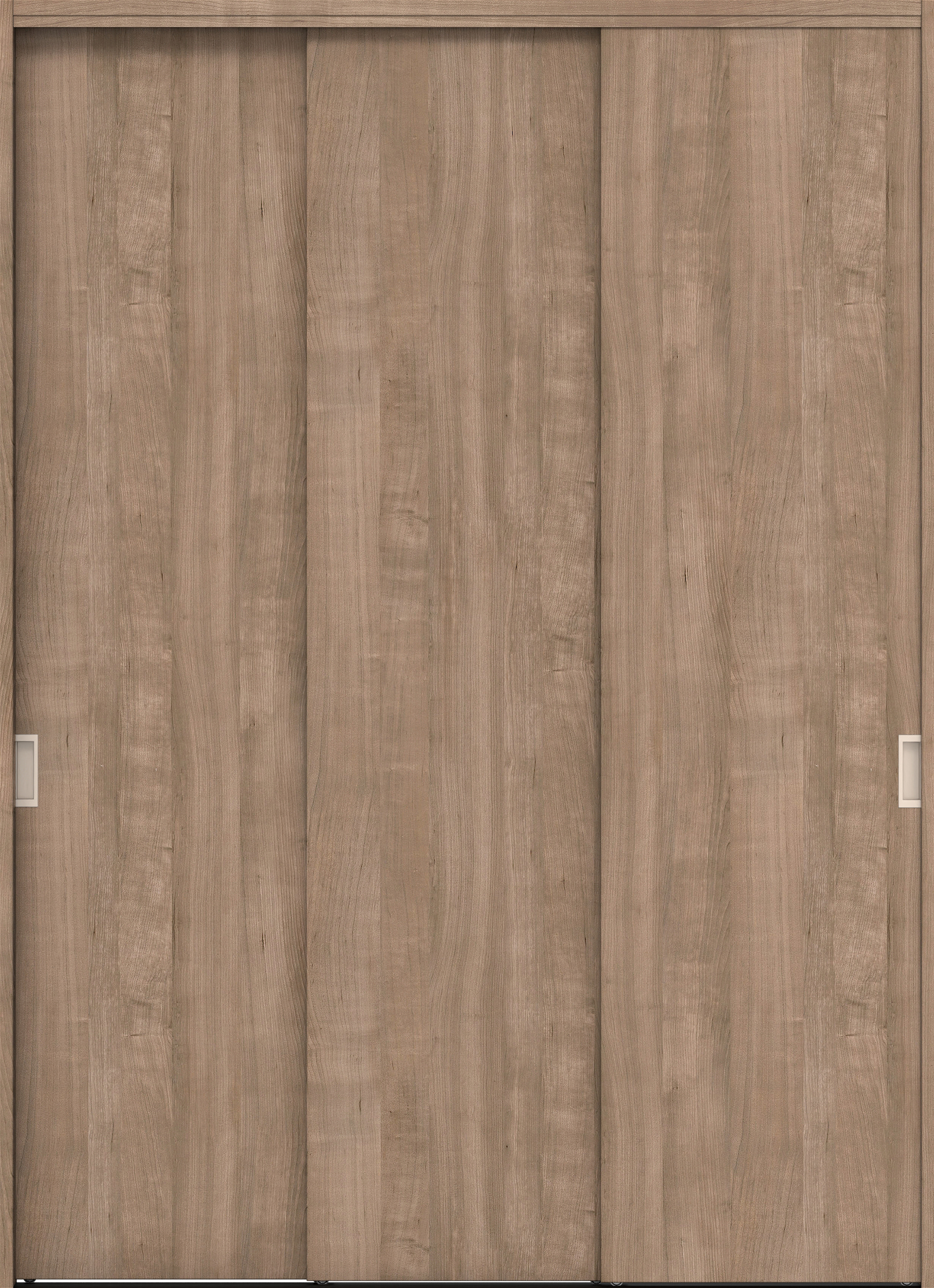 クローク収納　イエリア　引戸ユニット　フラット縦木目タイプ　三方枠（固定枠）　セット　１６４４幅（６尺小間口）　２３１８高　〈トープグレー柄〉　引手〈Ｔシルバー色〉