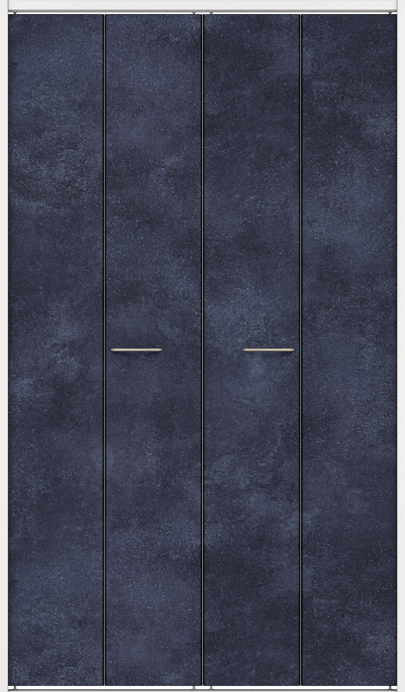 クローク収納　イエリア　折戸ユニット　フラット　パネル扉　下レール付三方枠（固定枠）　セット　１１９０幅（４．５尺間口）　２０３５高　〈コバルトブルー柄〉　ハンドルラウンド型〈鏡面クローム仕上げ〉