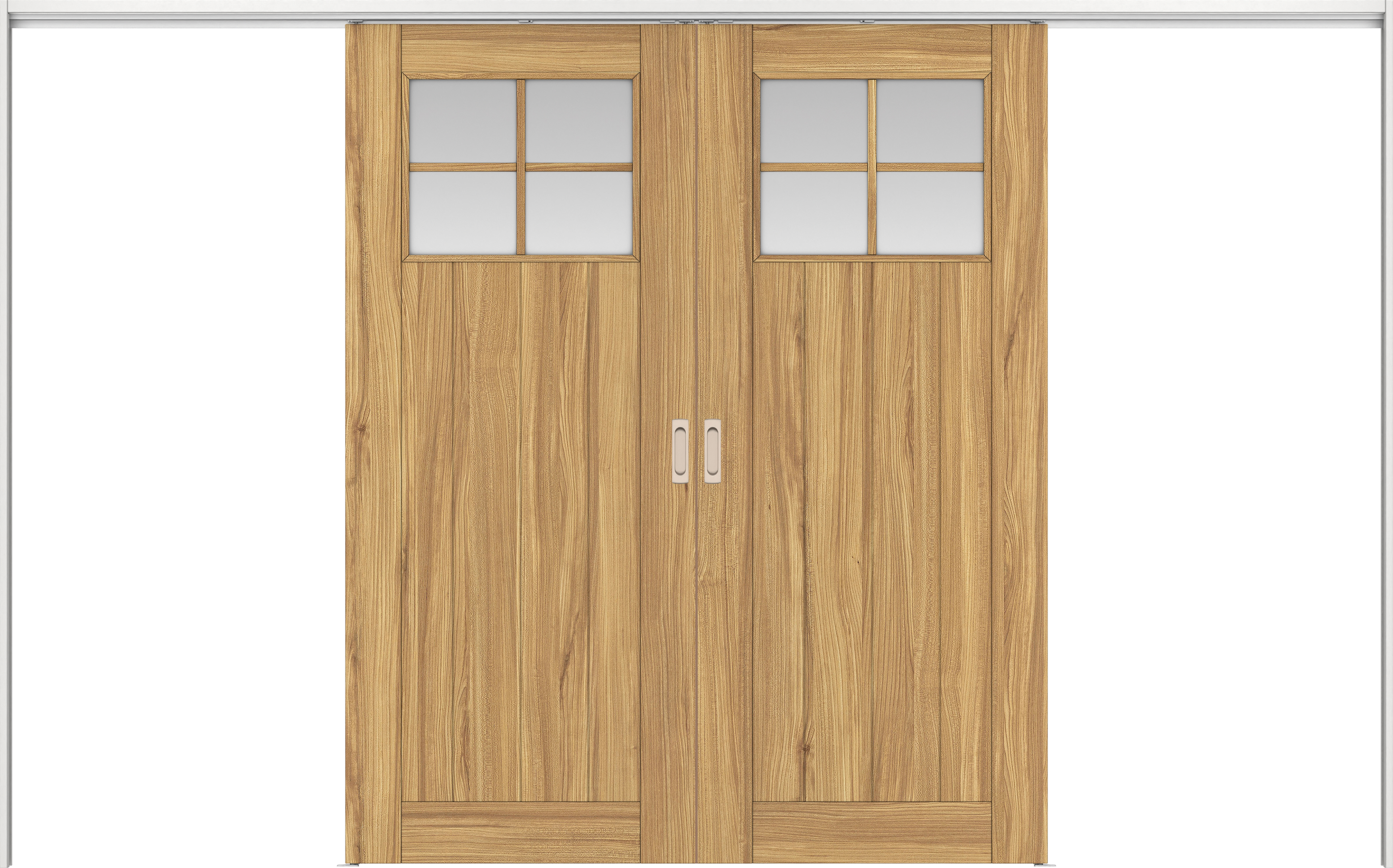 リビングドア　イエリア　吊戸・引分　扉セット　１Ｓデザイン　３２６６幅用　２０００高　〈シナモンブラウン柄〉　左右兼用　錠なし　ラクラクローズ付用