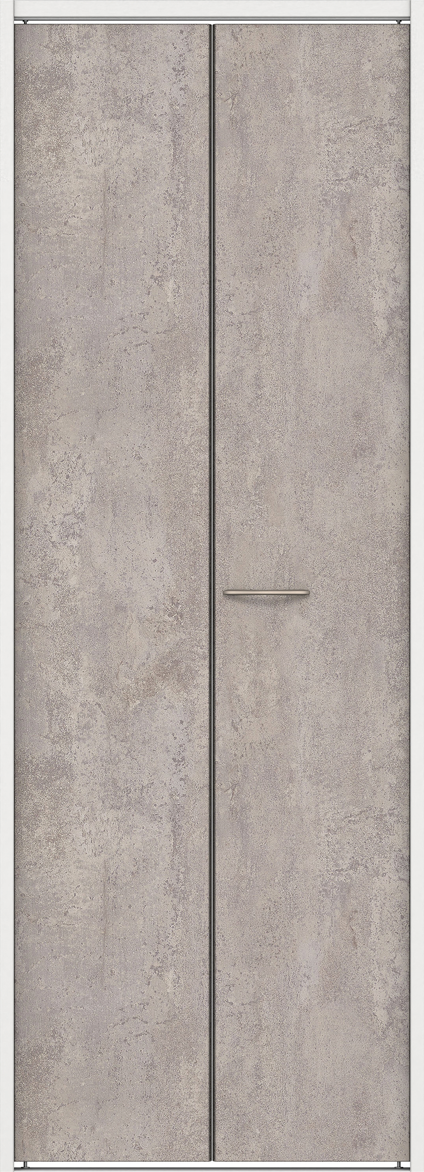 クローク収納　イエリア　折戸ユニット　フラットタイプ　パネル扉　下レール付三方枠（固定枠）　セット　７３５幅（３尺間口）　２０３５高　〈コンクリートグレー柄〉　ハンドル角型〈ブラック色〉