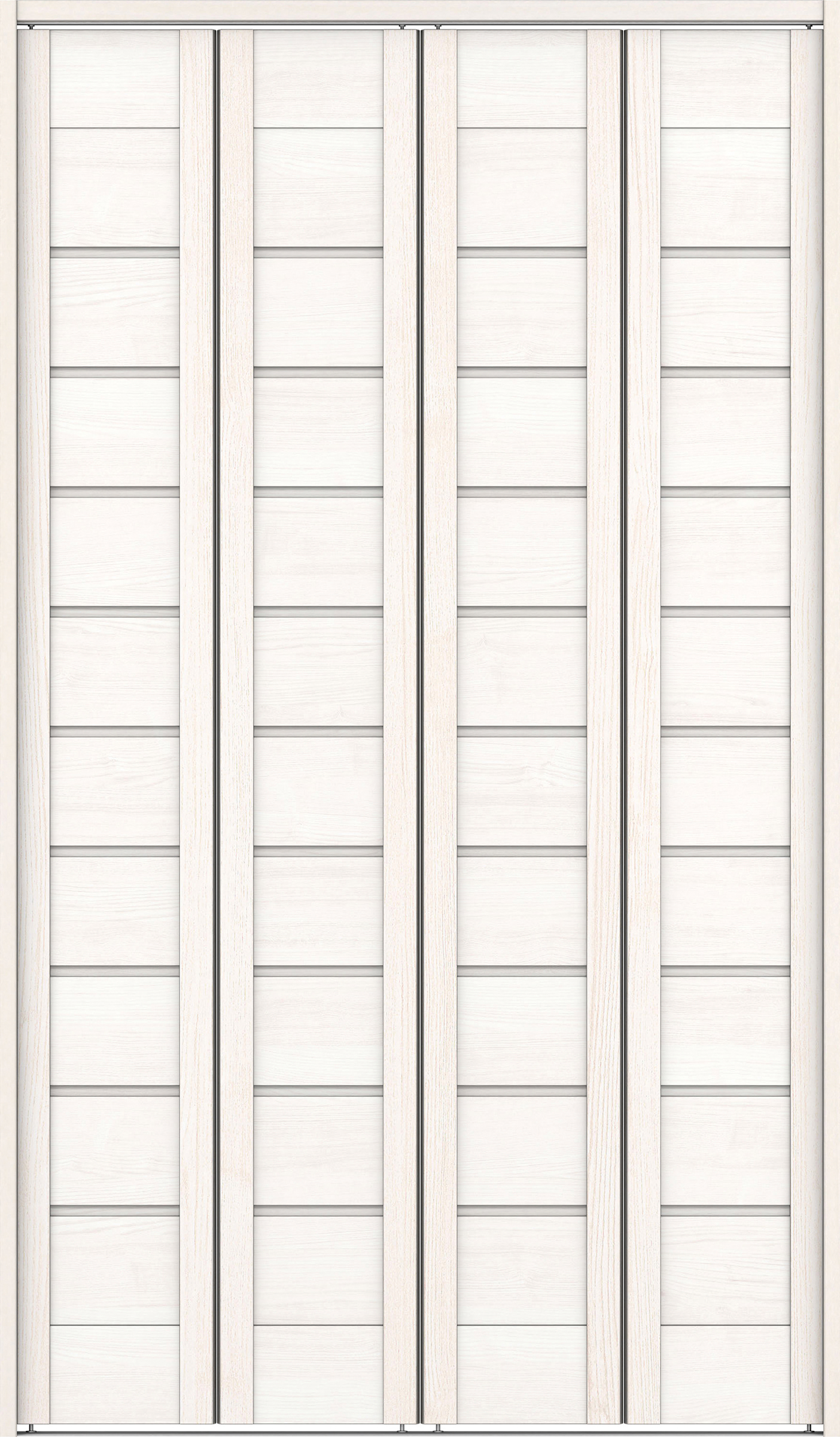 クローク収納　イエリア　折戸ユニット　通気タイプ　ウッド扉　下レール付三方枠（固定枠）　セット　１１９０幅（４．５尺間口）　２０３５高　〈ネオホワイト柄〉　ハンドルレス