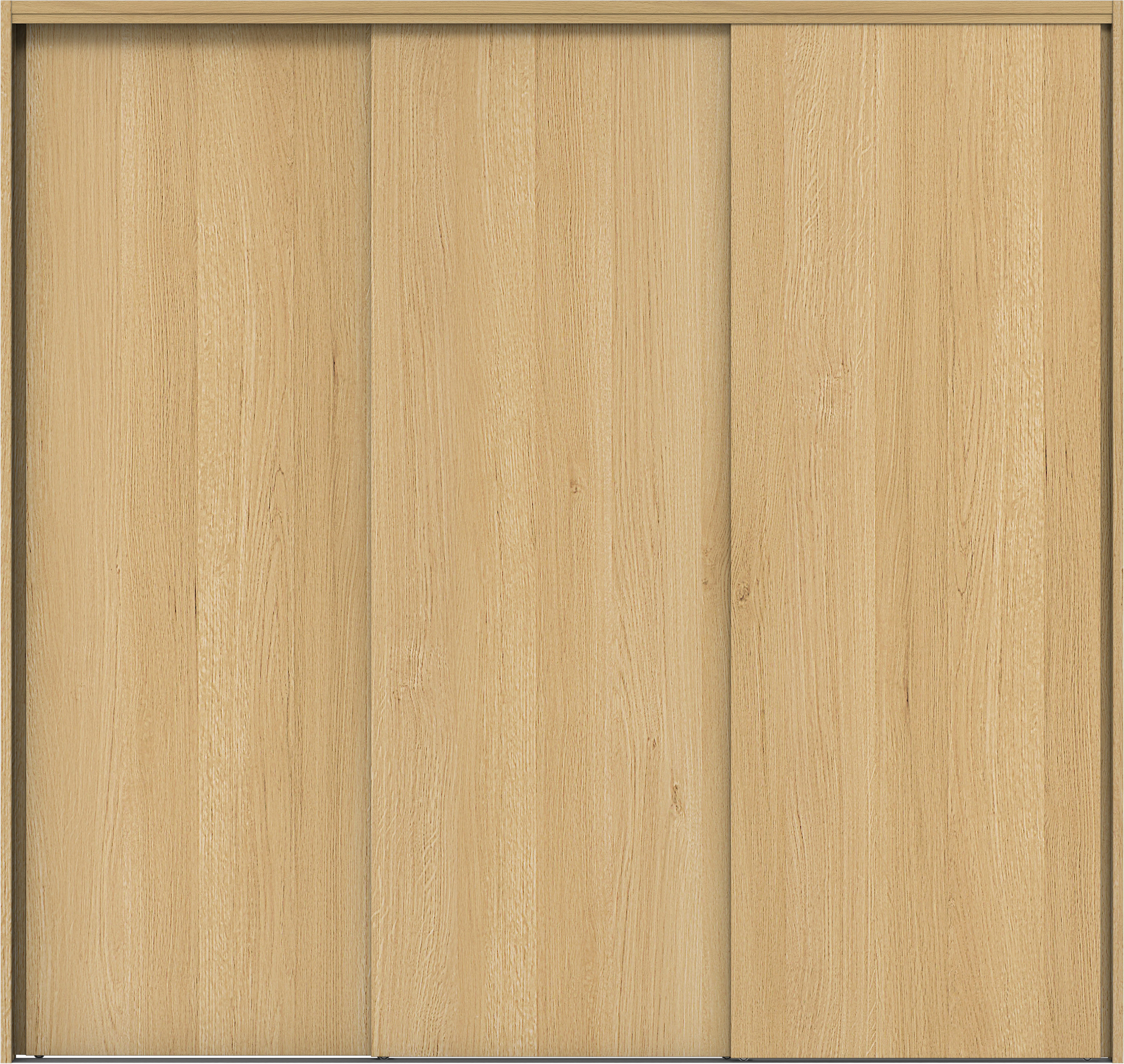 クローク収納　イエリア　引戸ユニット　通し引手　縦木目タイプ　三方枠（固定枠）　セット　２４５０幅（９尺間口）　２３１８高　〈ライトオーカー柄〉　ハンドルレス