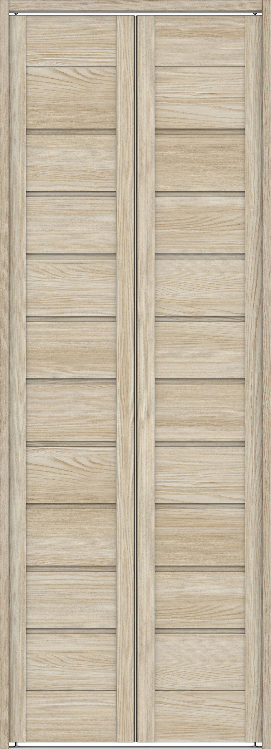 クローク収納　イエリア　折戸ユニット　通気タイプ　ウッド扉　下レール付三方枠（固定枠）　セット　７３５幅（３尺間口）　２０３５高　〈ソフトグレージュ柄〉　ハンドルレス