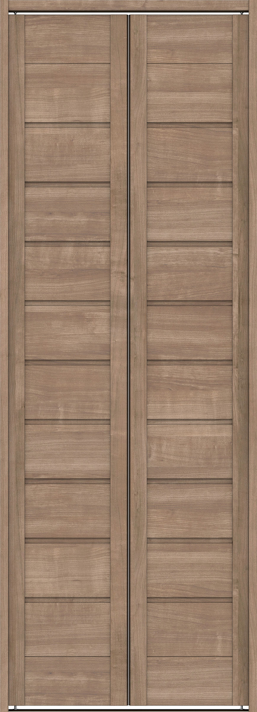 クローク収納　イエリア　折戸ユニット　通気タイプ　ウッド扉　下レール付三方枠（固定枠）　セット　７３５幅（３尺間口）　２０３５高　〈トープグレー柄〉　ハンドルレス