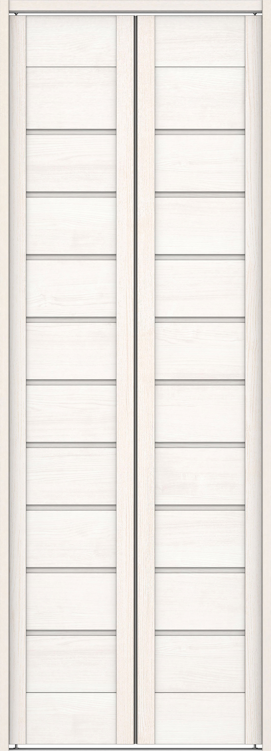 クローク収納　イエリア　折戸ユニット　通気タイプ　ウッド扉　下レール付三方枠（固定枠）　セット　７３５幅（３尺間口）　２０３５高　〈ネオホワイト柄〉　ハンドルレス